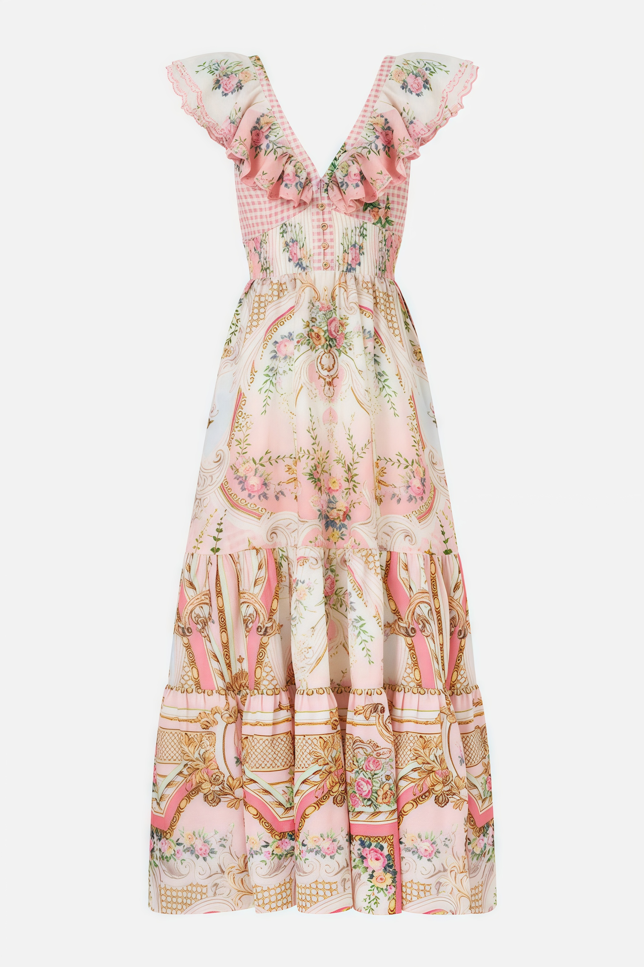 Haldena V-Neck Strappy Print Maxi Dress