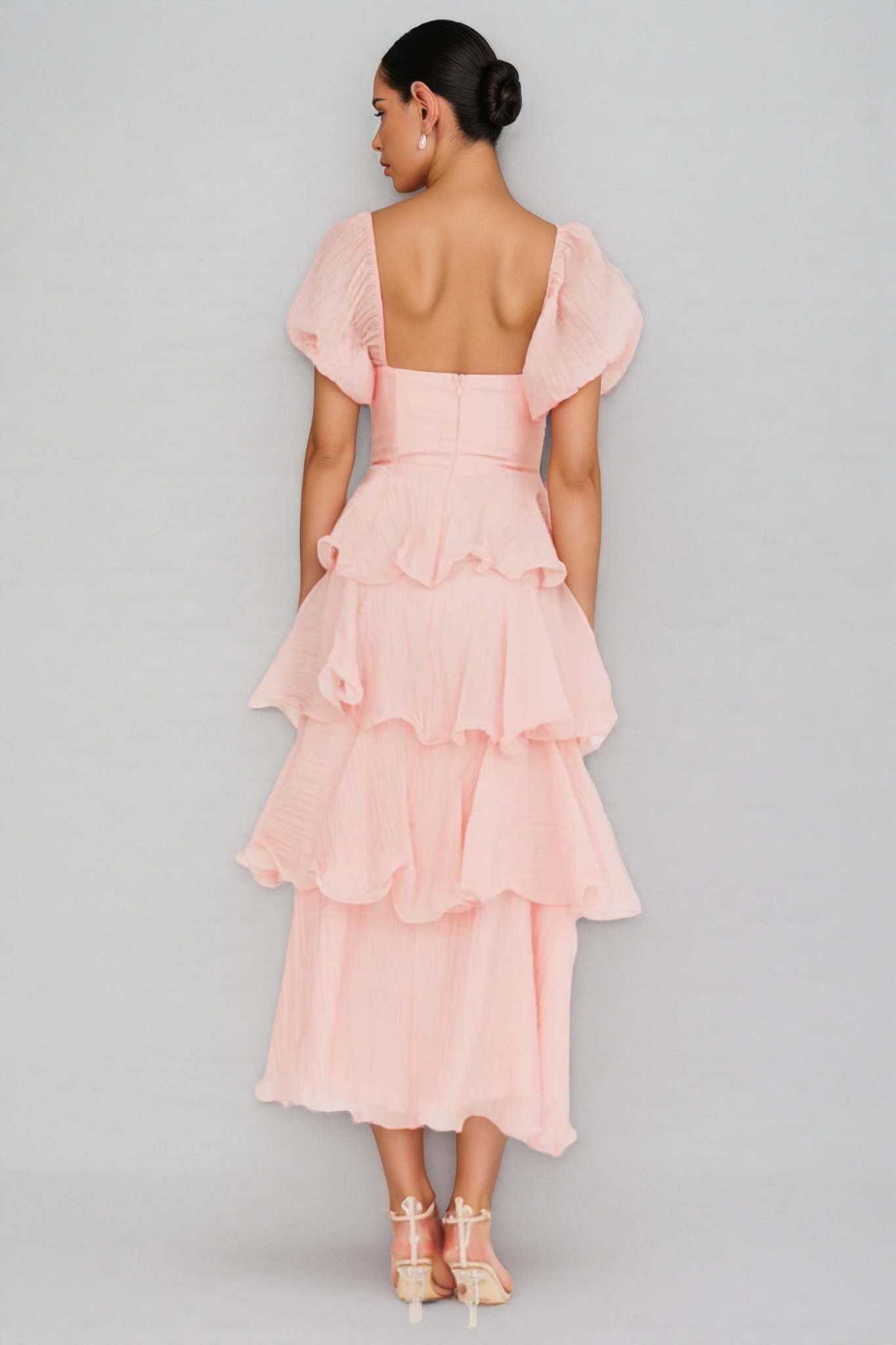 Anoney Puff Sleeve Layered Maxi Dress