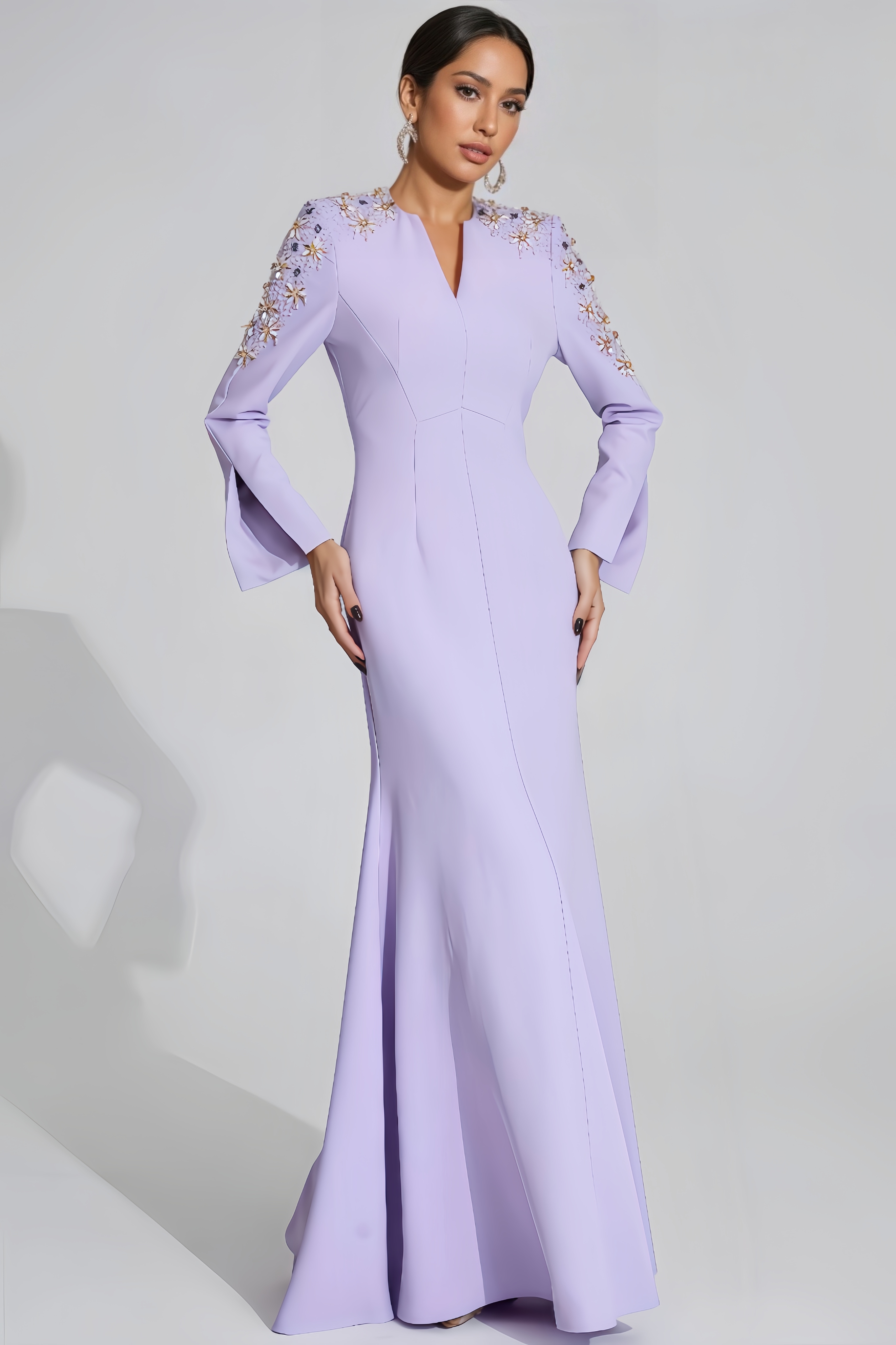 Kaci Purple Pearl Maxi Dress