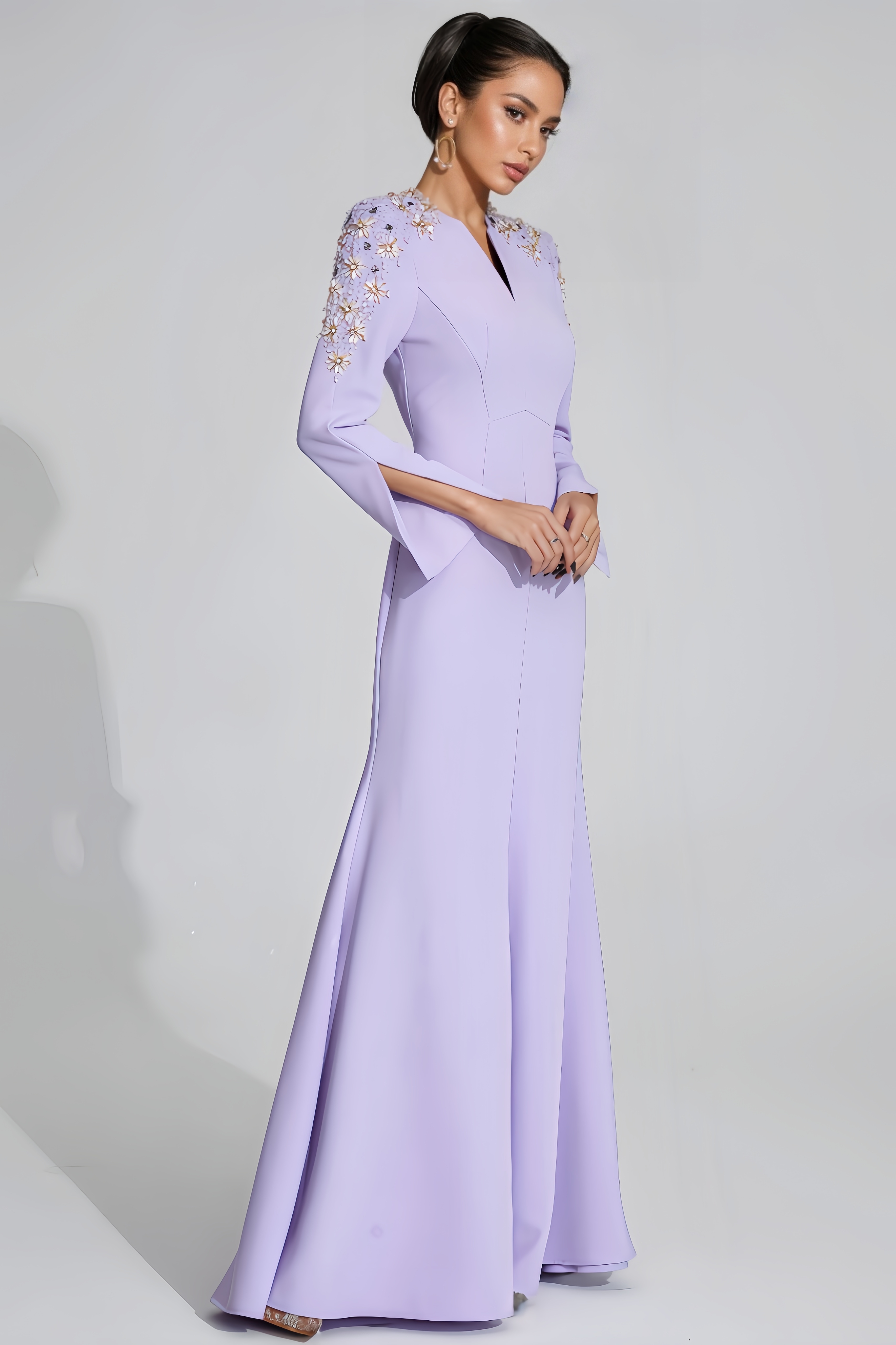 Kaci Purple Pearl Maxi Dress