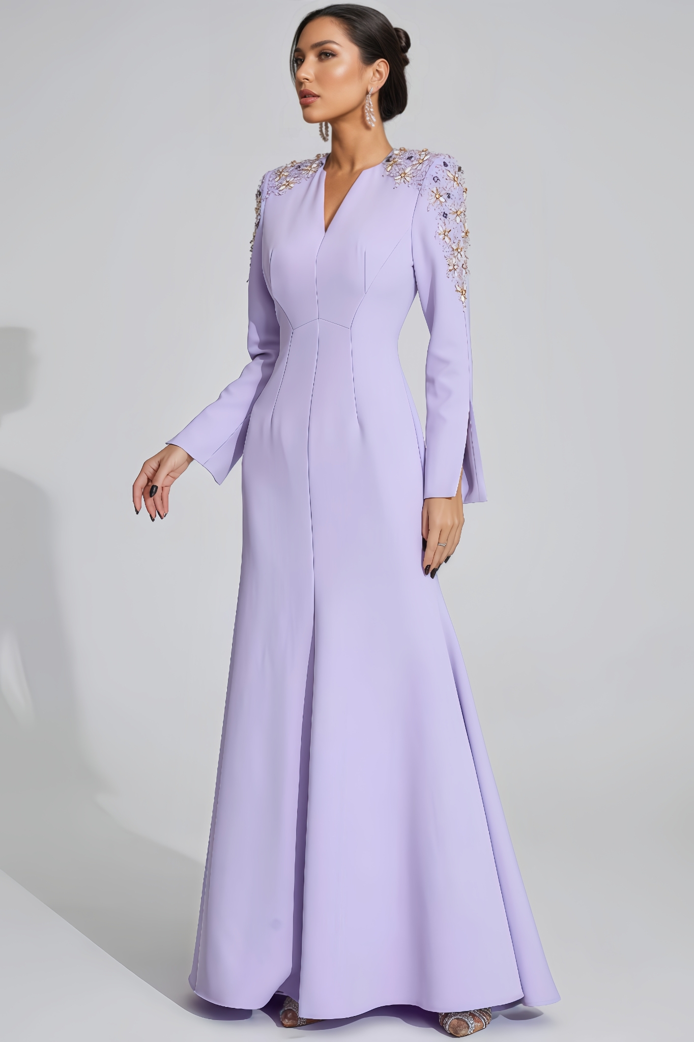 Kaci Purple Pearl Maxi Dress