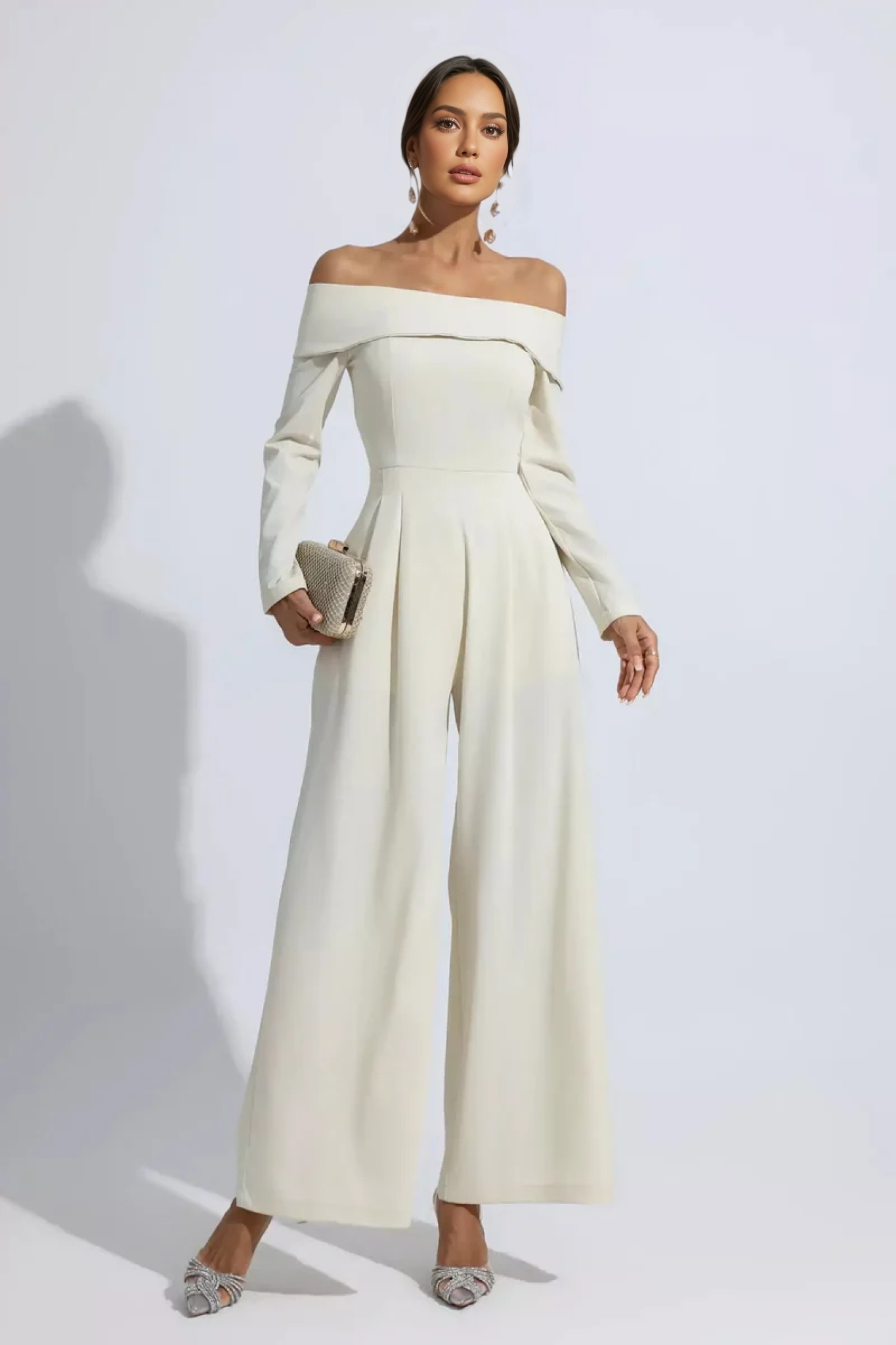 Pilisa Apricot Off Shoulder Drape Jumpsuit
