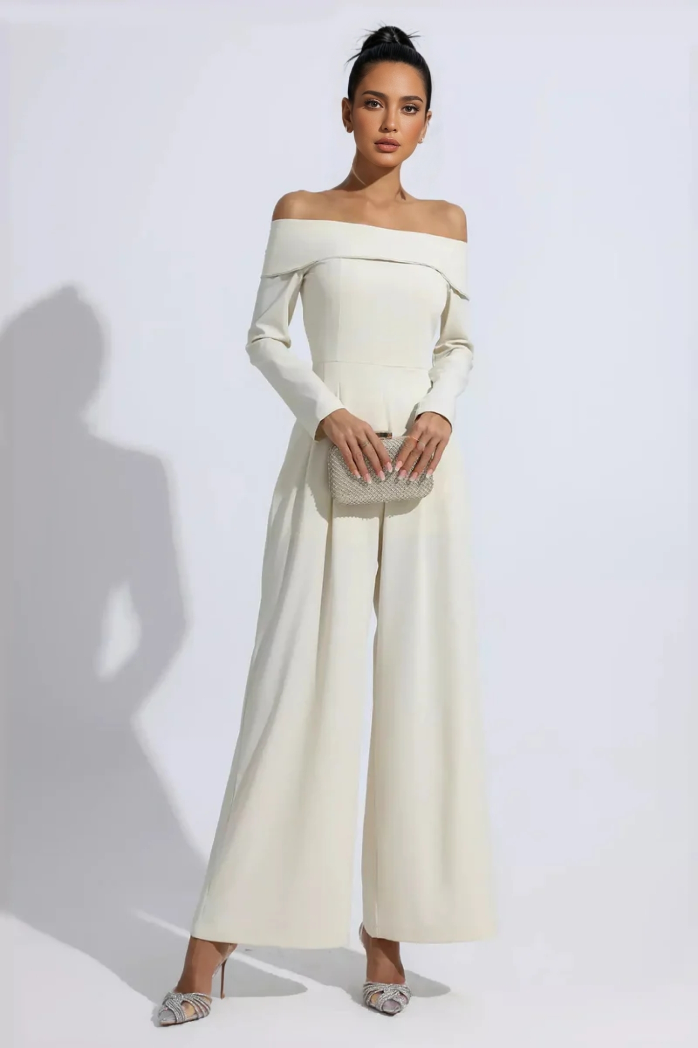 Pilisa Apricot Off Shoulder Drape Jumpsuit