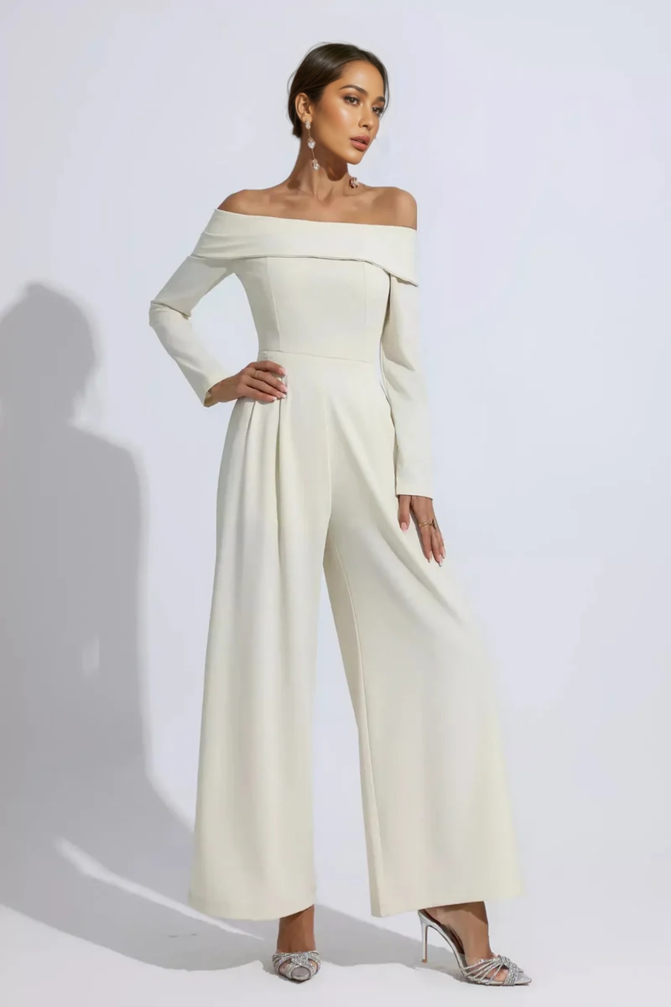 Pilisa Apricot Off Shoulder Drape Jumpsuit