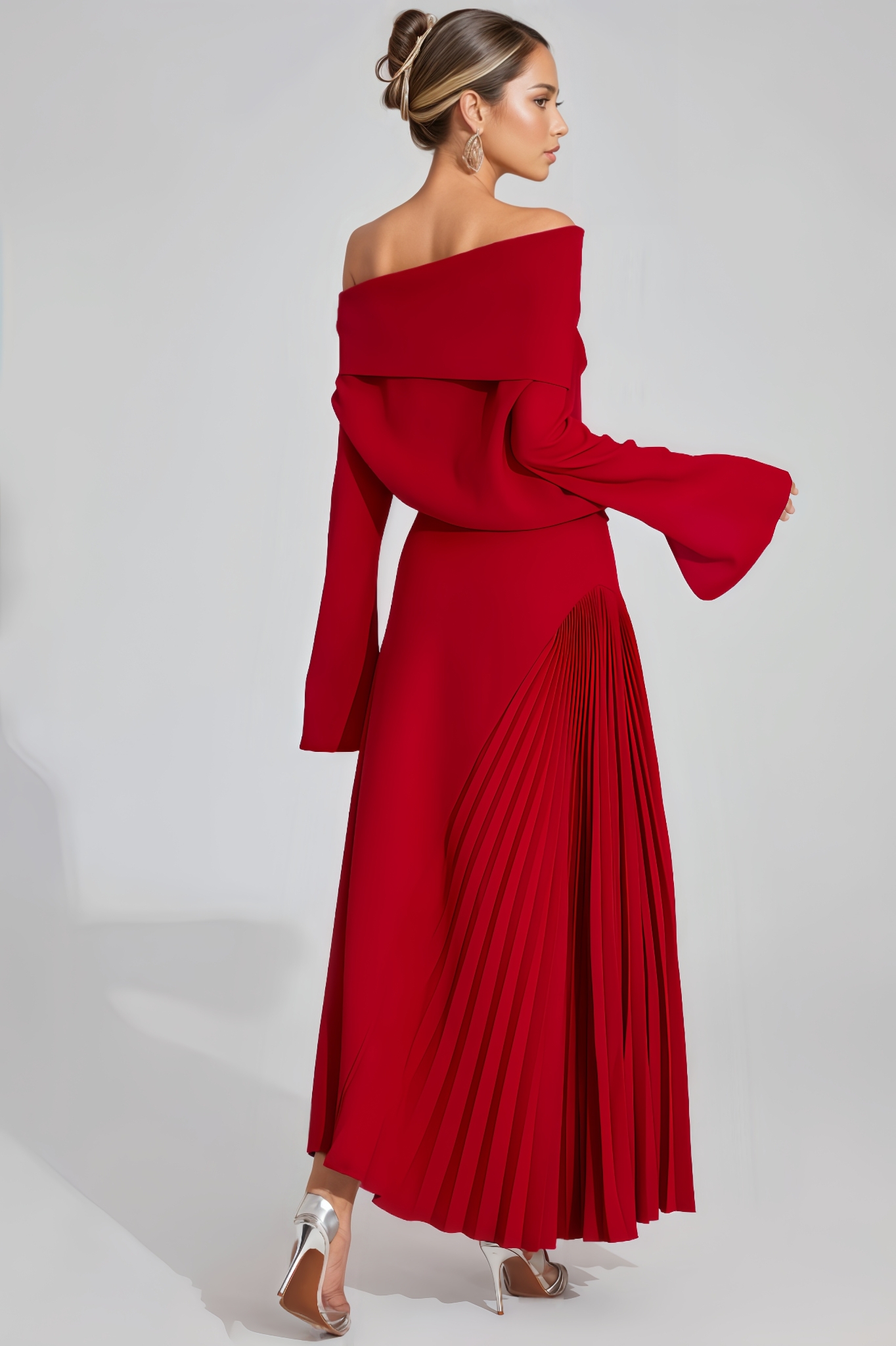 Hiram Red Asymmetric Maxi Dress