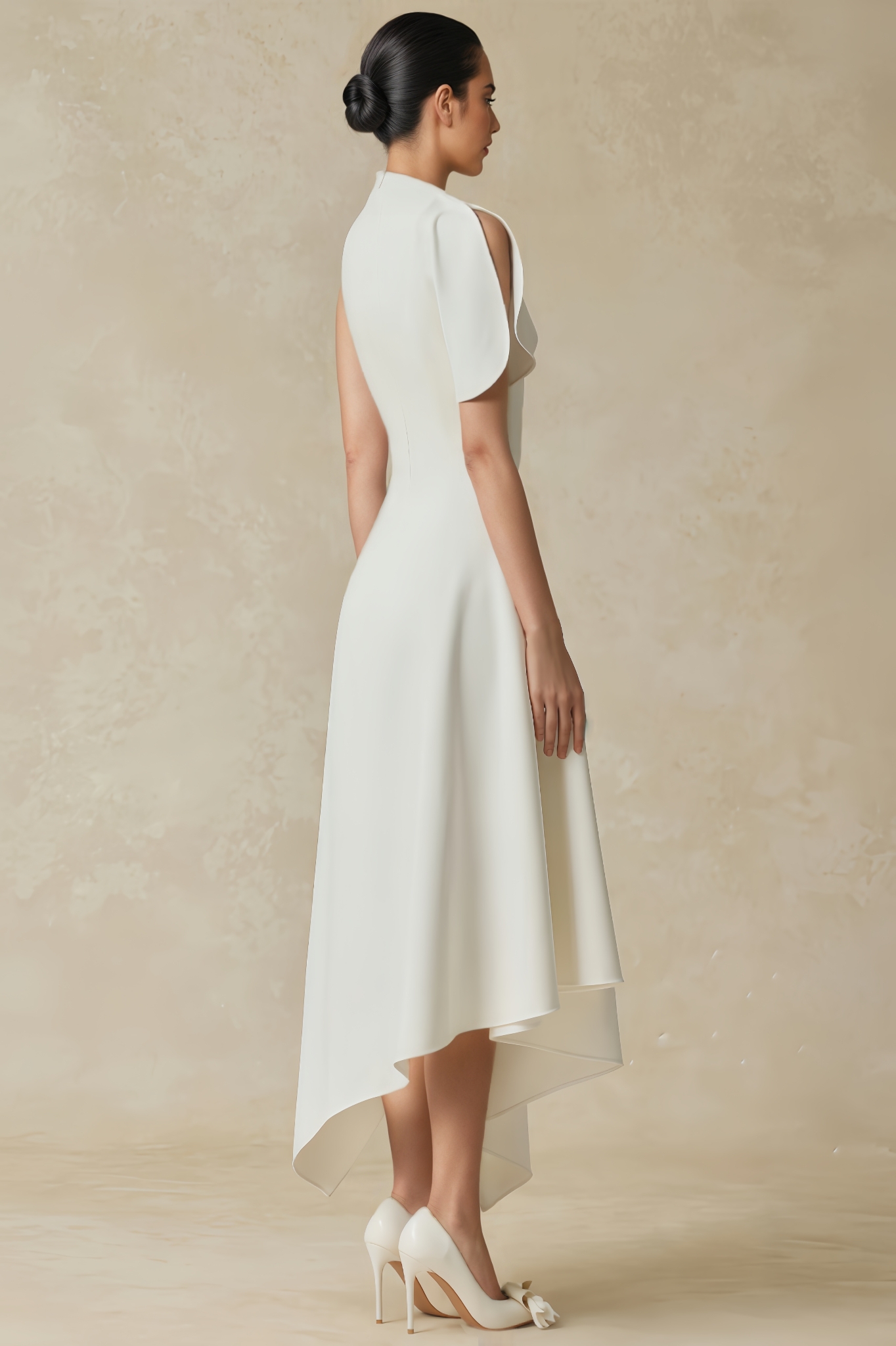 Zakef Asymmetric Flared Midi Dress