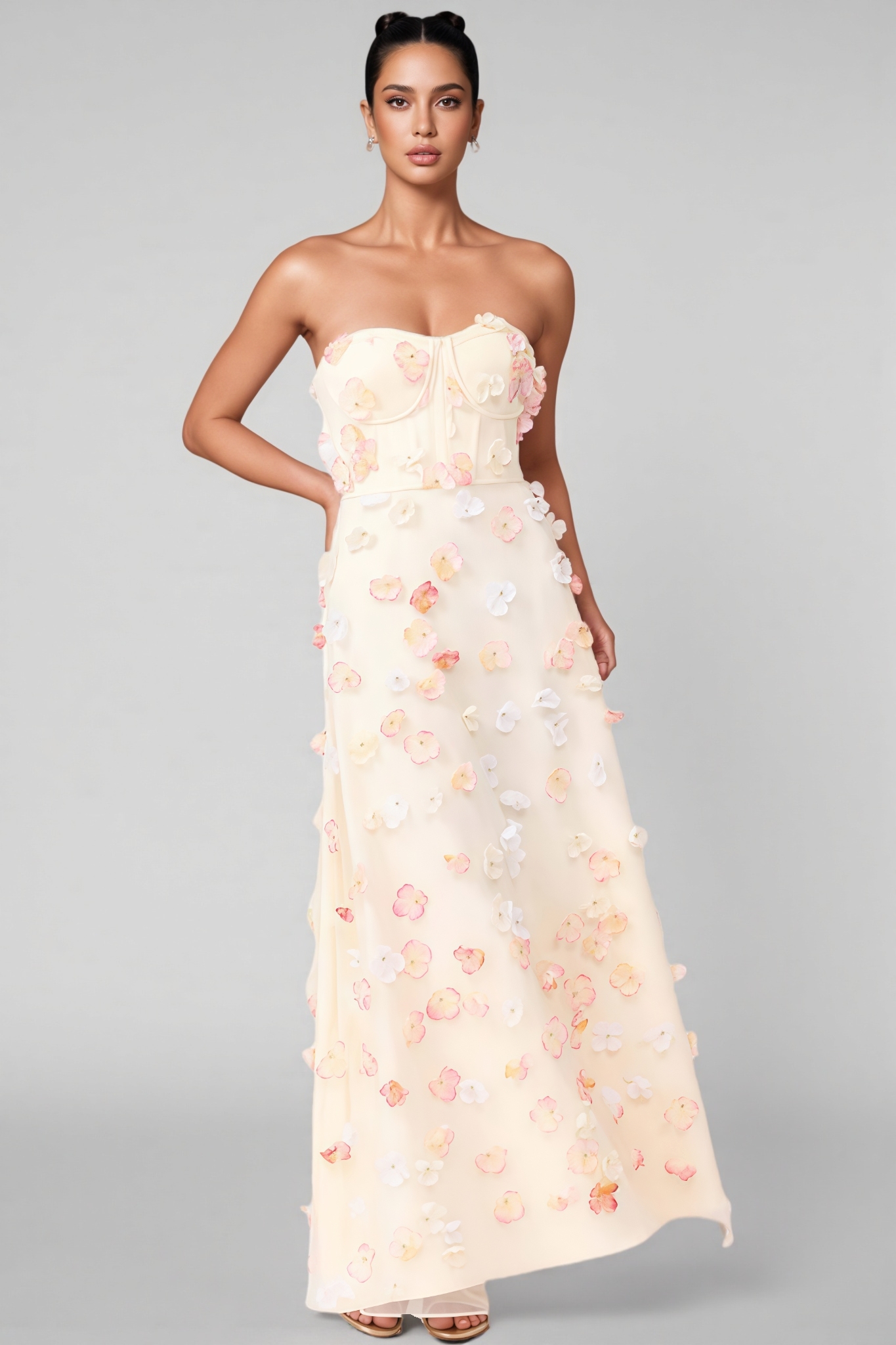 Tasha Yellow Strapless Maxi Dress