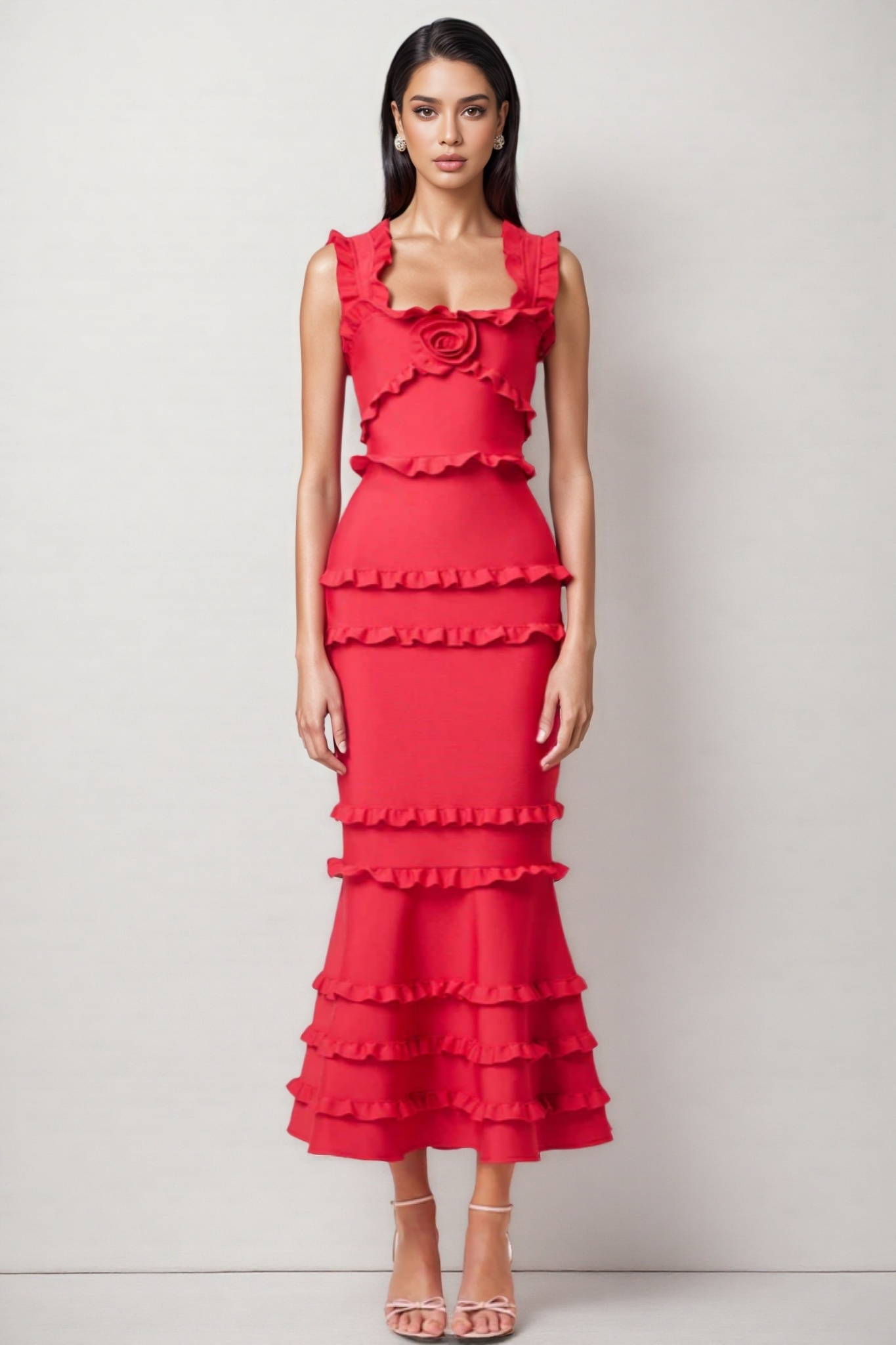 Doroth Red Frill Maxi Dress