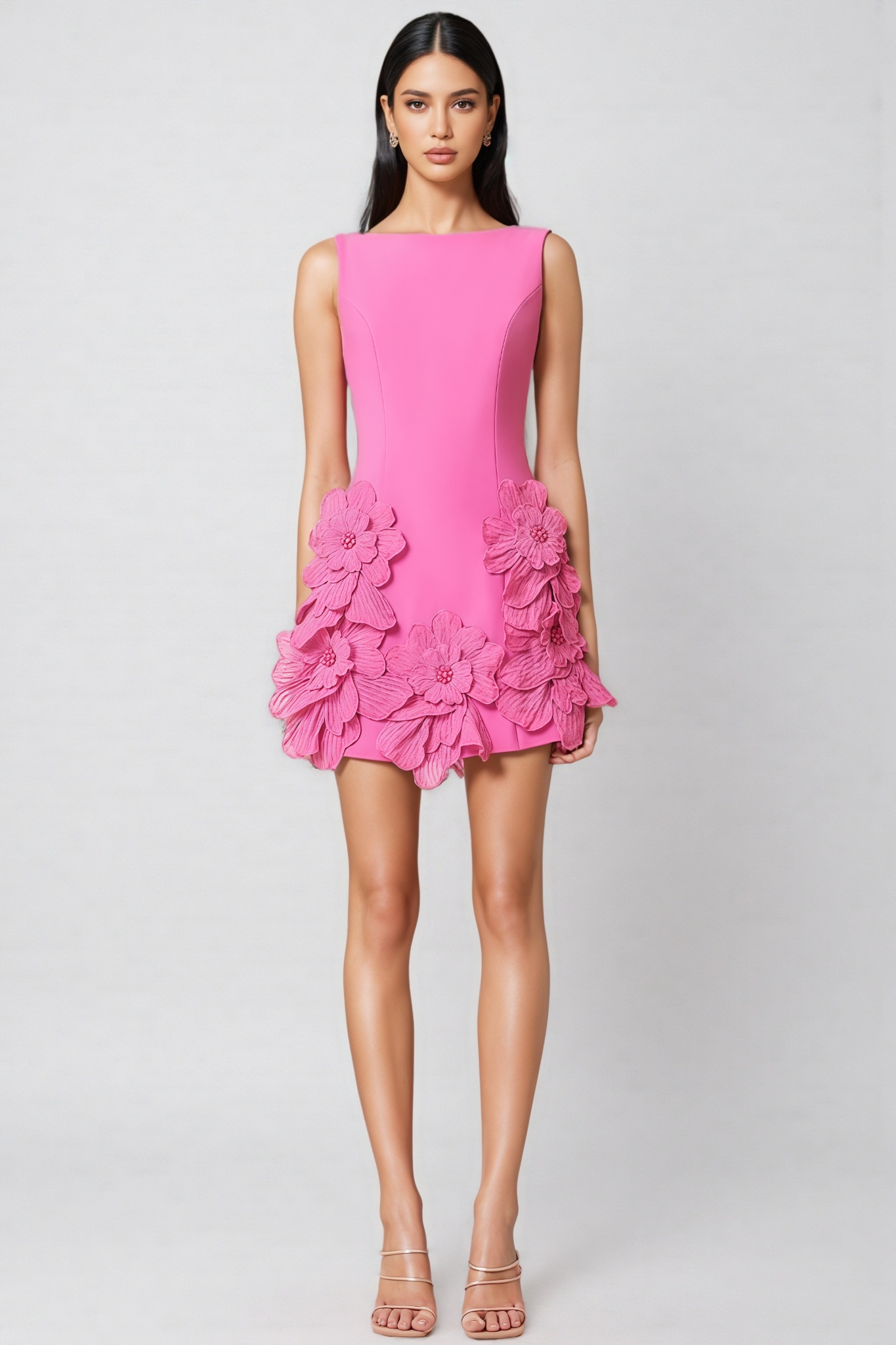Zaily Pink 3D Flower Mini Dress