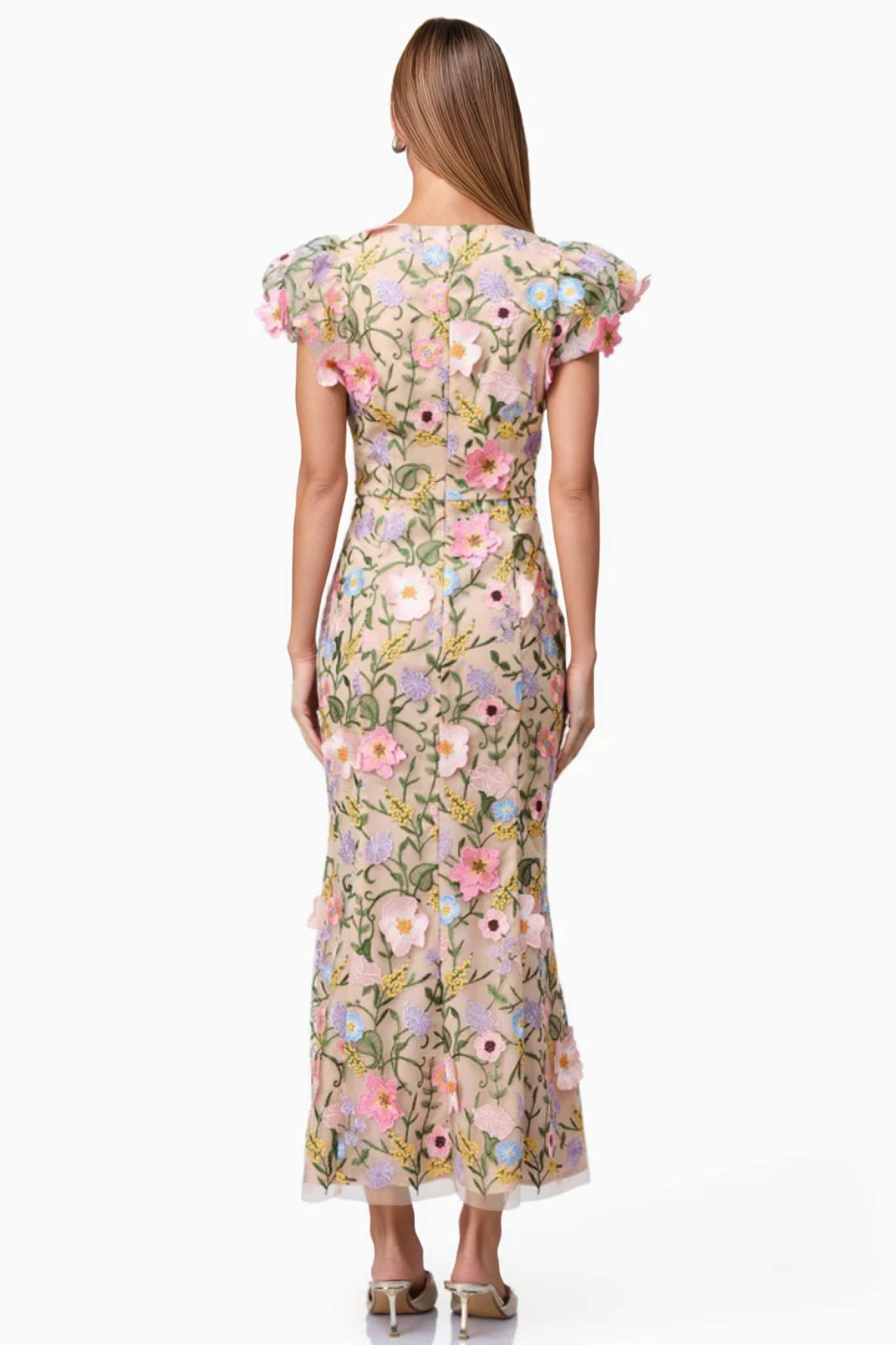 Noahsd Embroidered 3D Flower Maxi Dress