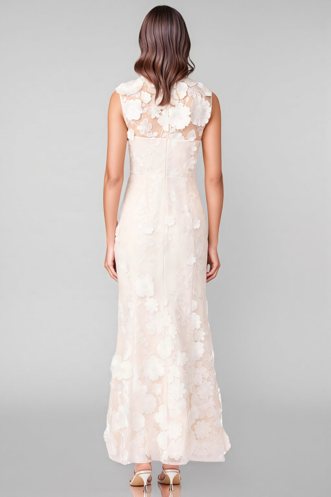 Jastet Embroidered 3D Floral Maxi Dress