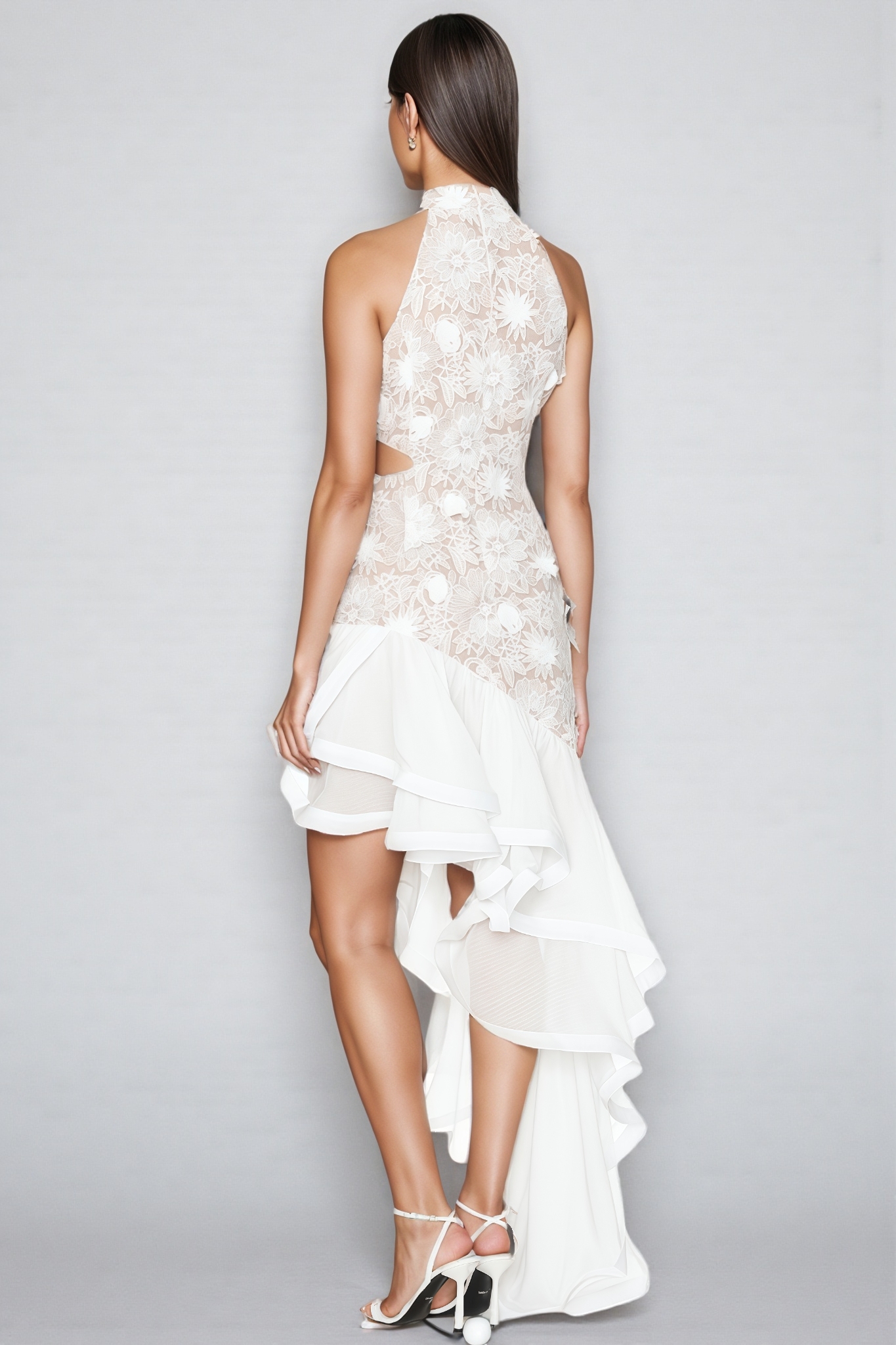 Fable Ruffle Embroidered Waist Maxi Dress