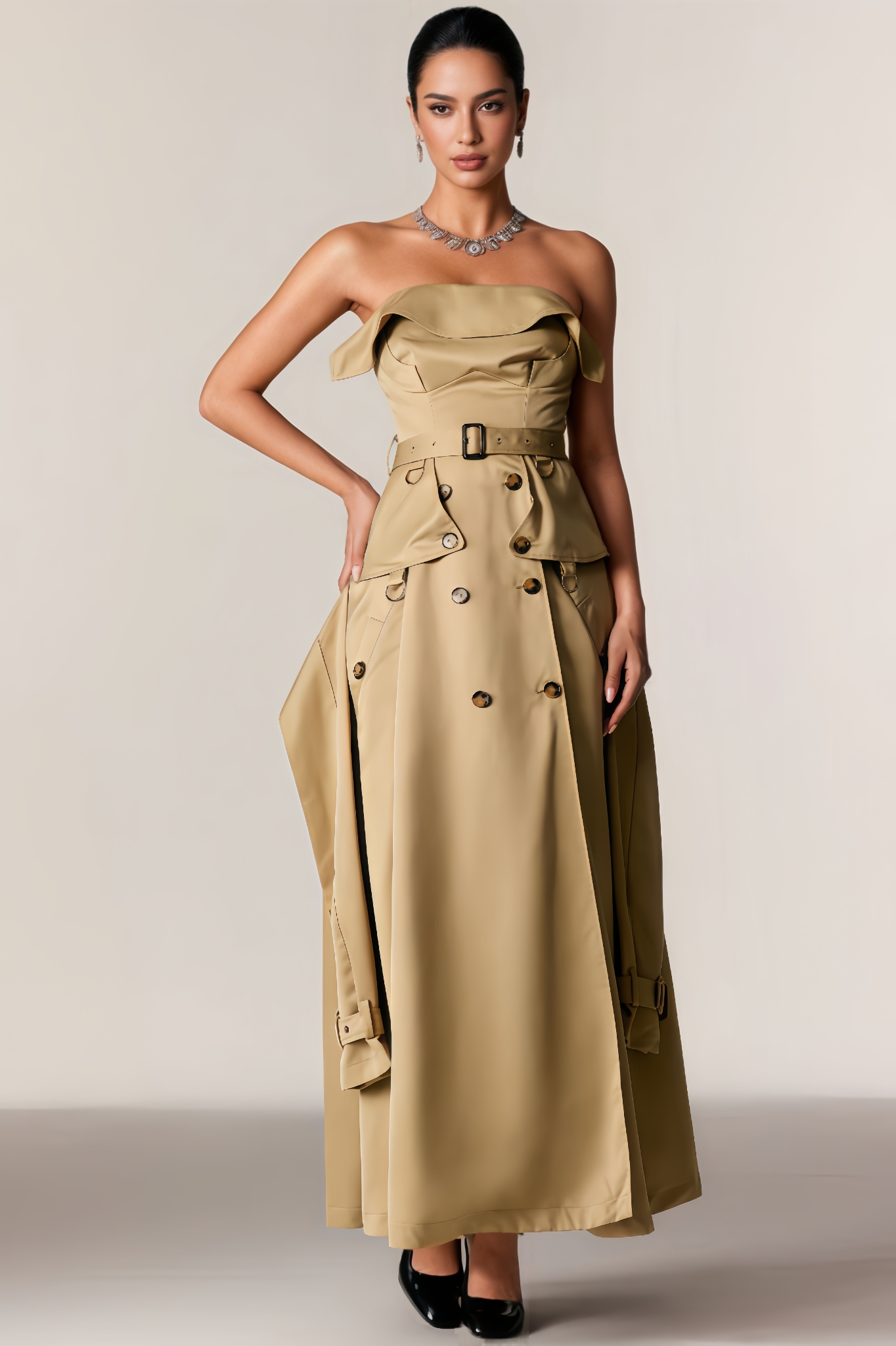 Kerry Strapless Trench Coat Maxi Dress