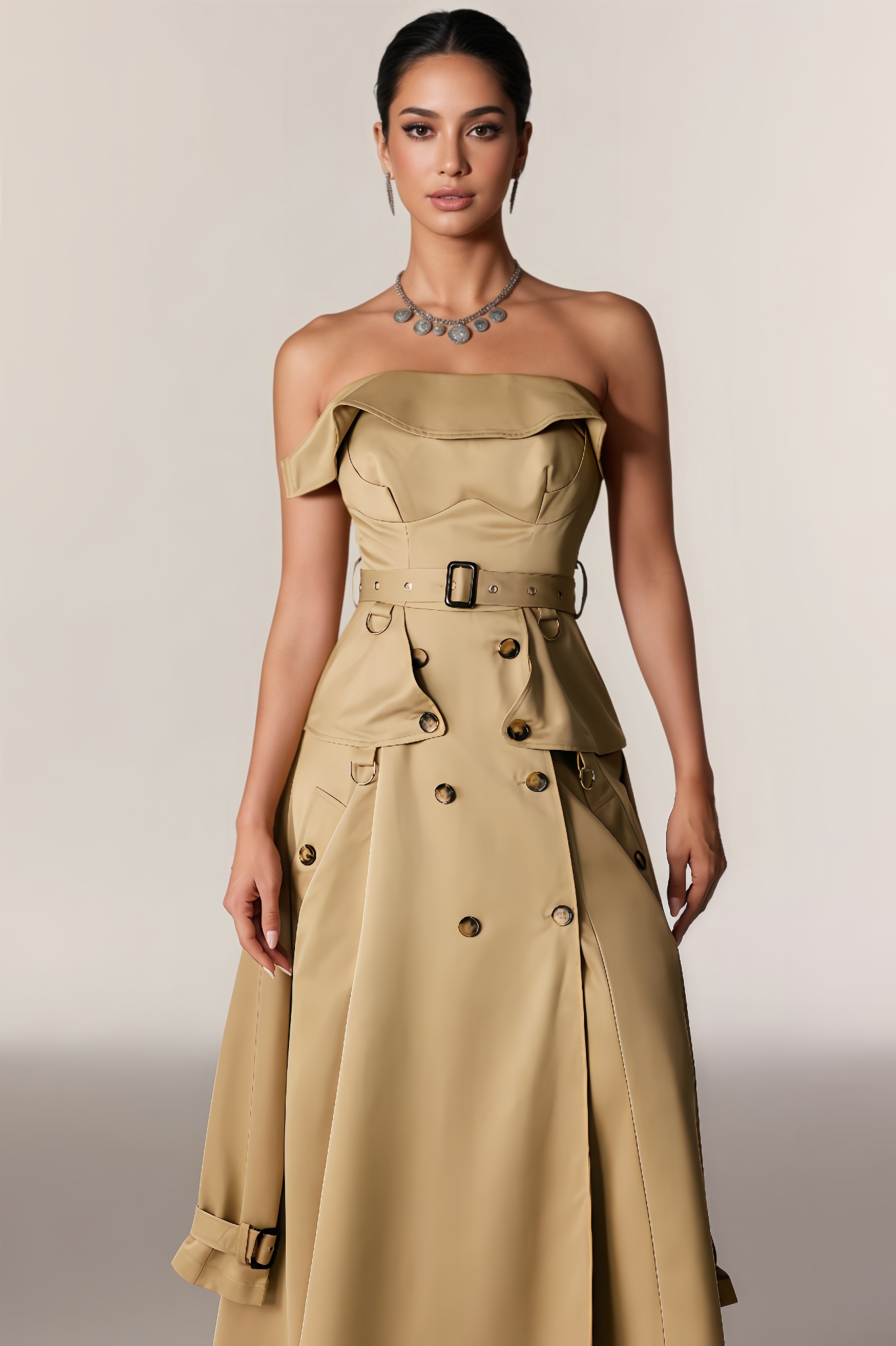 Kerry Strapless Trench Coat Maxi Dress