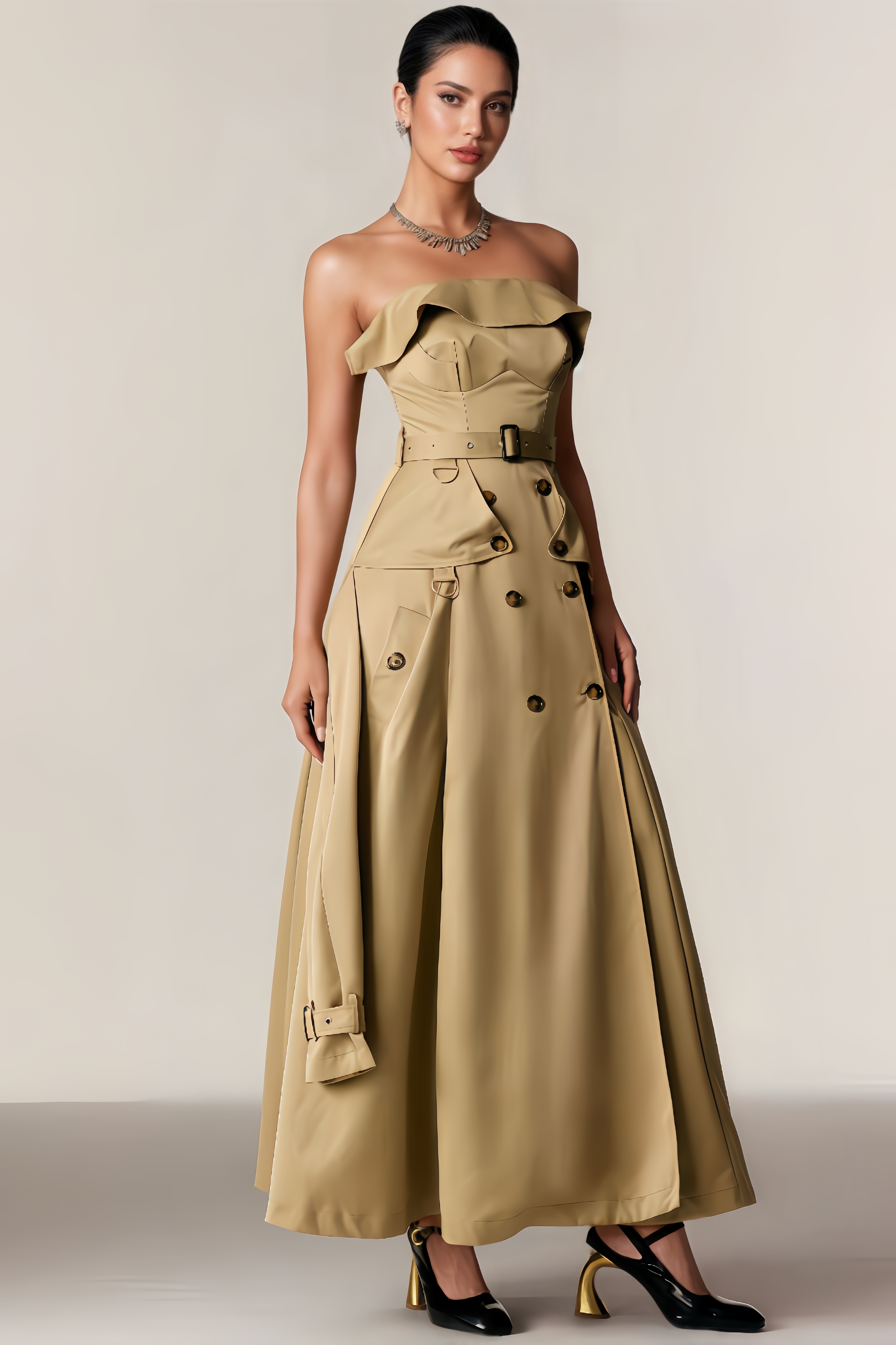 Kerry Strapless Trench Coat Maxi Dress