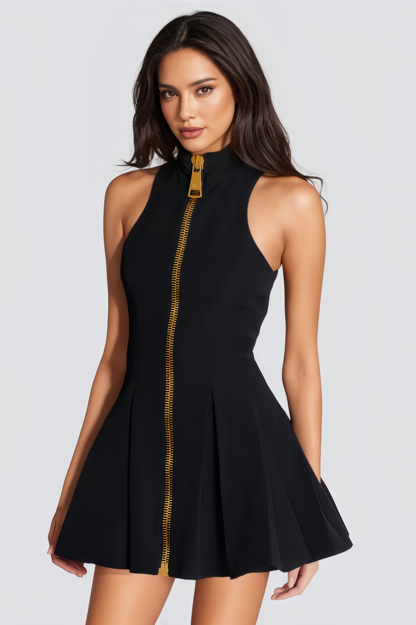 Enzof Woolen Backless Mini Dress