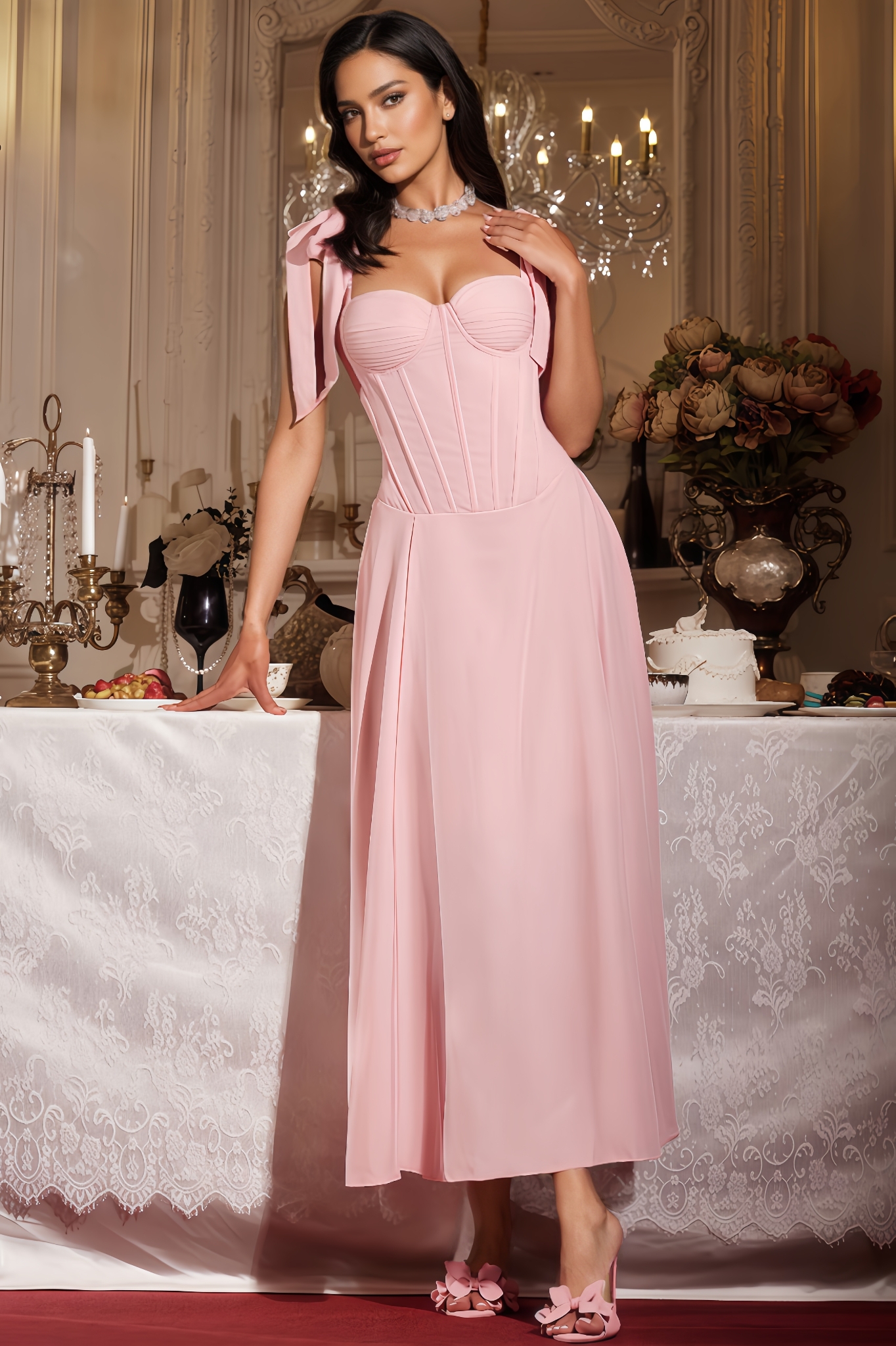 Kaidi Sleeveless Corset Lace Up Maxi Dress