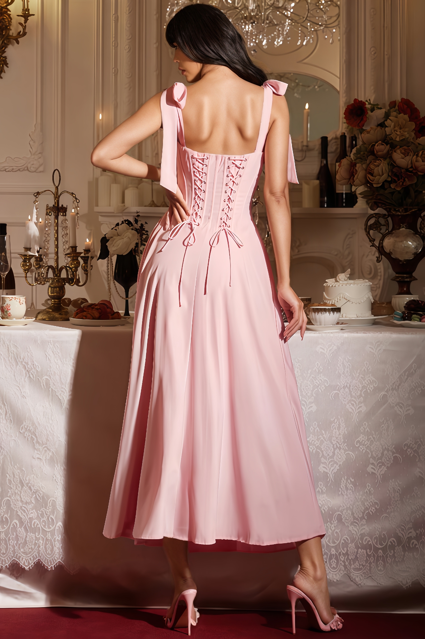 Kaidi Sleeveless Corset Lace Up Maxi Dress