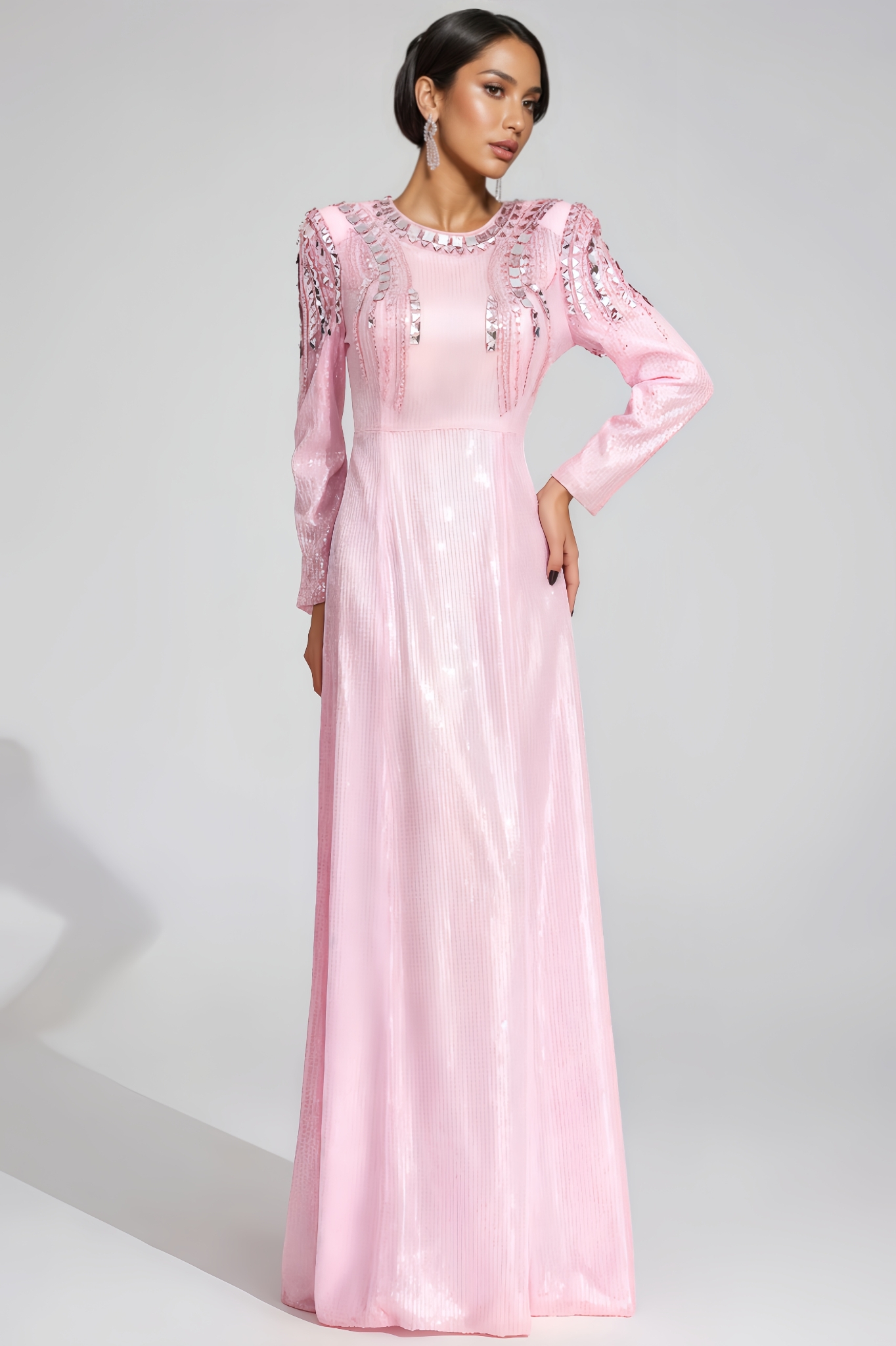 Jary Pink Sequined Maxi Dress