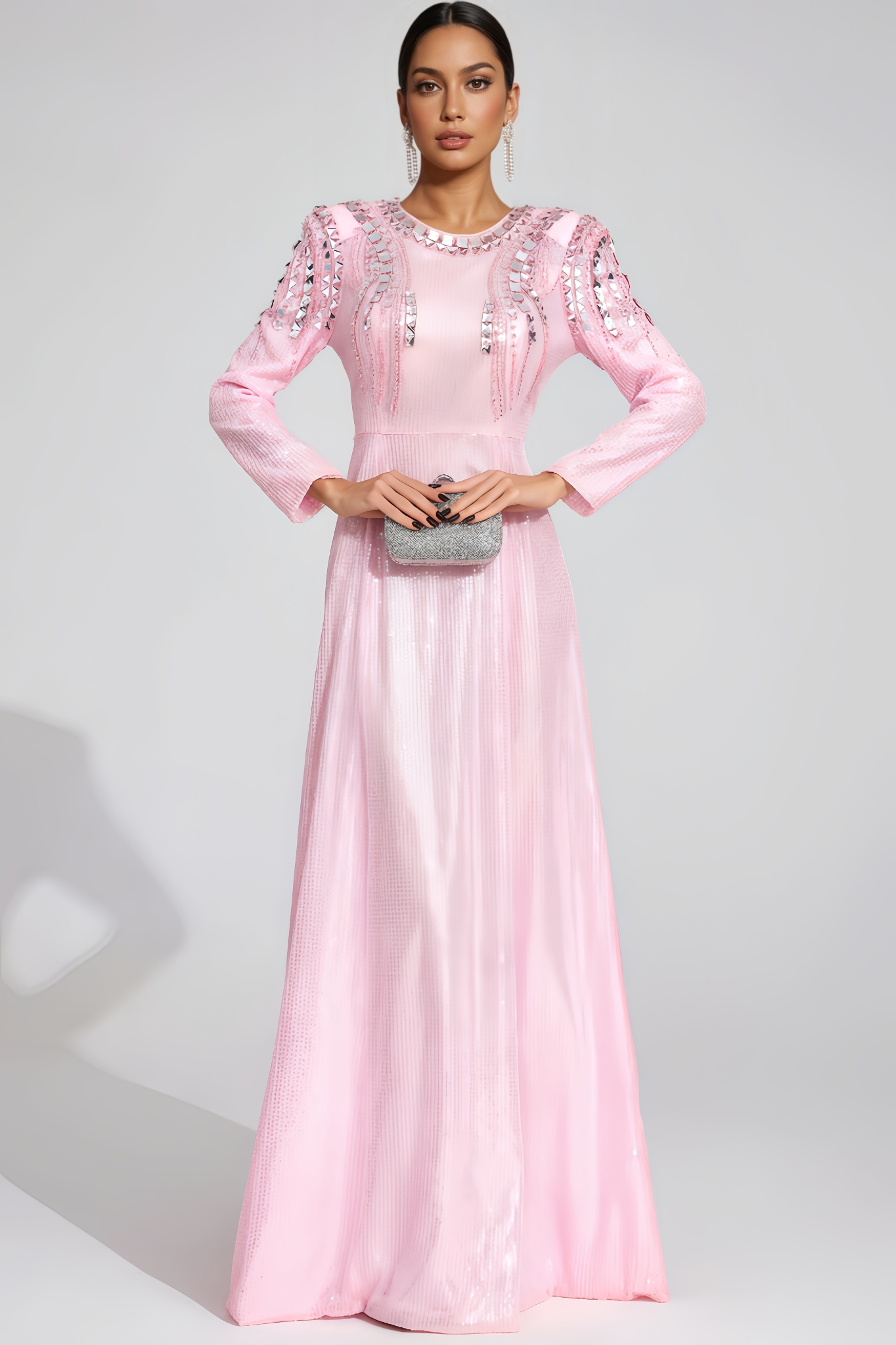 Jary Pink Sequined Maxi Dress