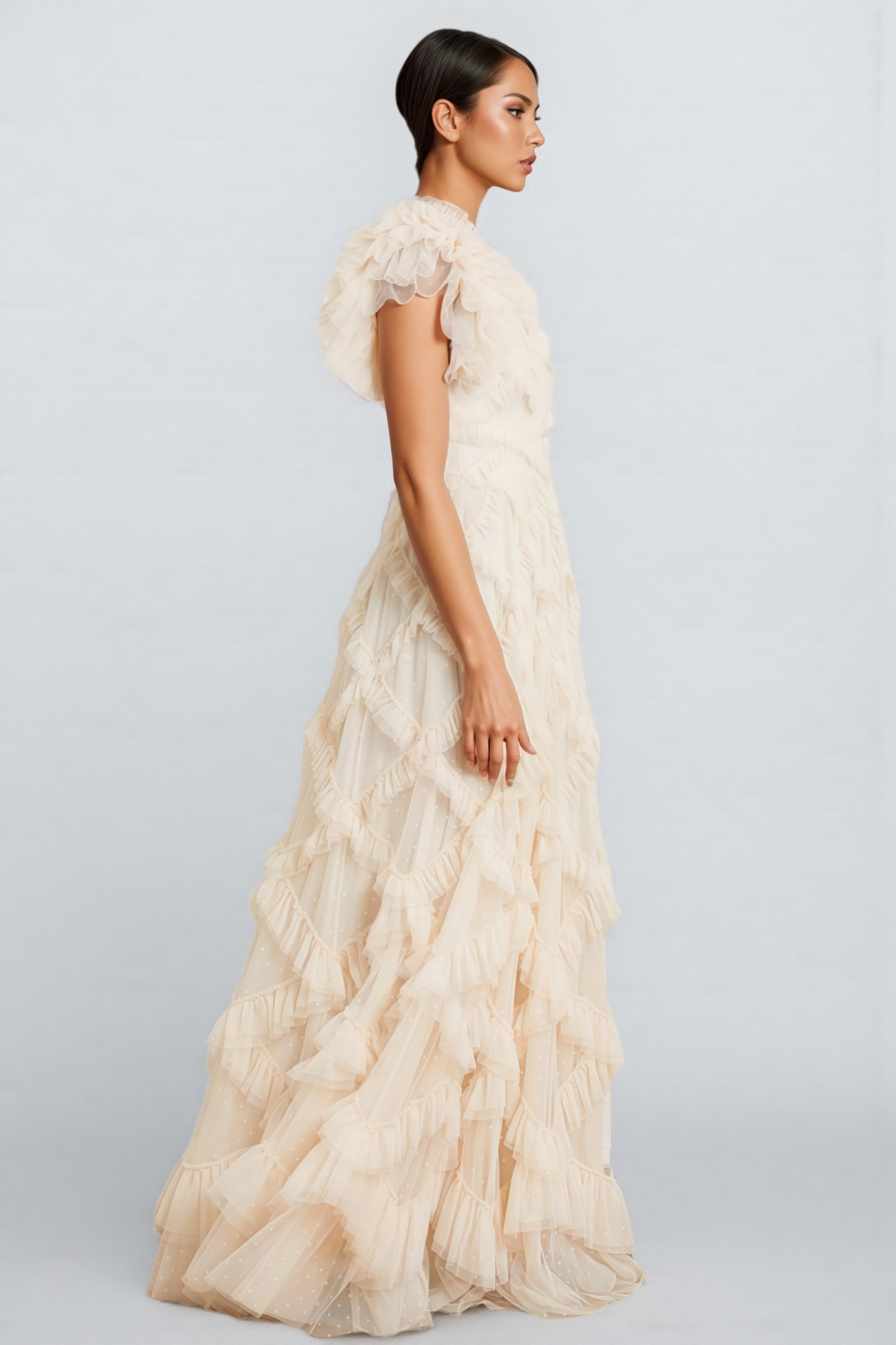 Miro Ruffle Mesh Maxi Dress