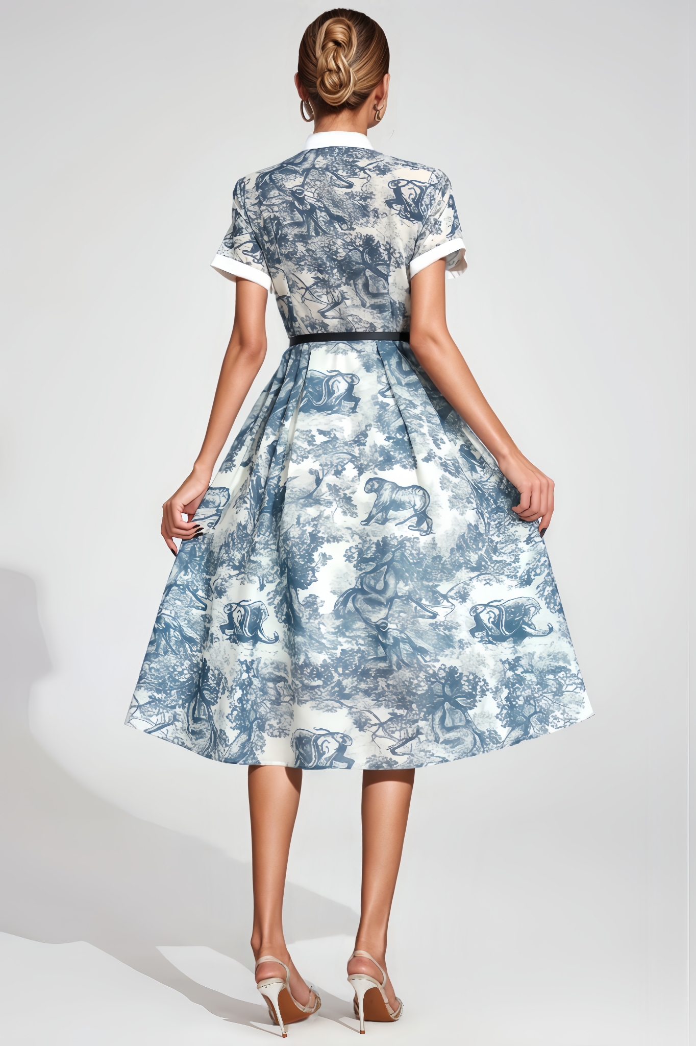 Michea White Printed Midi Dress