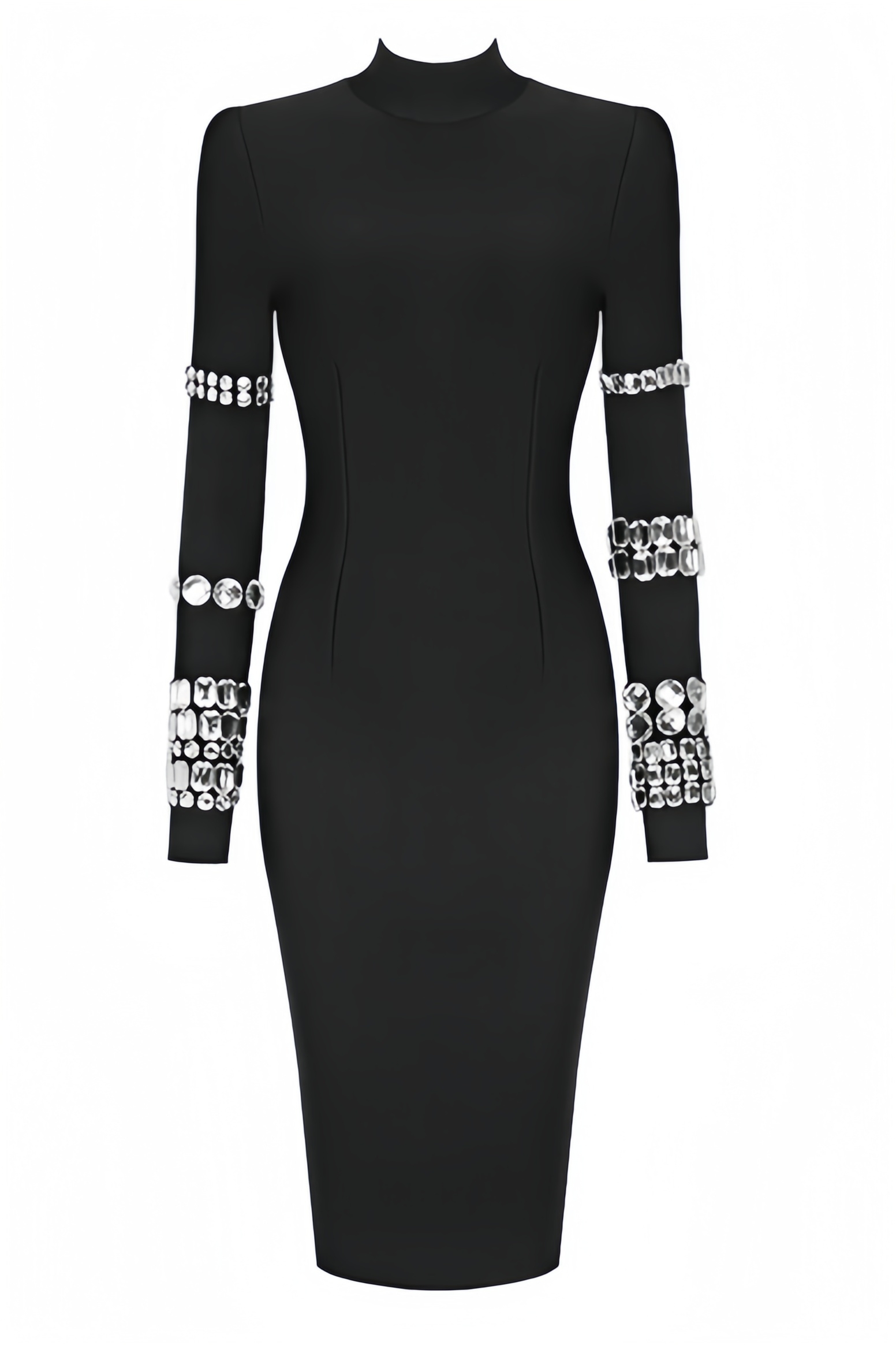 Wilson Black High Neck Midi Dress