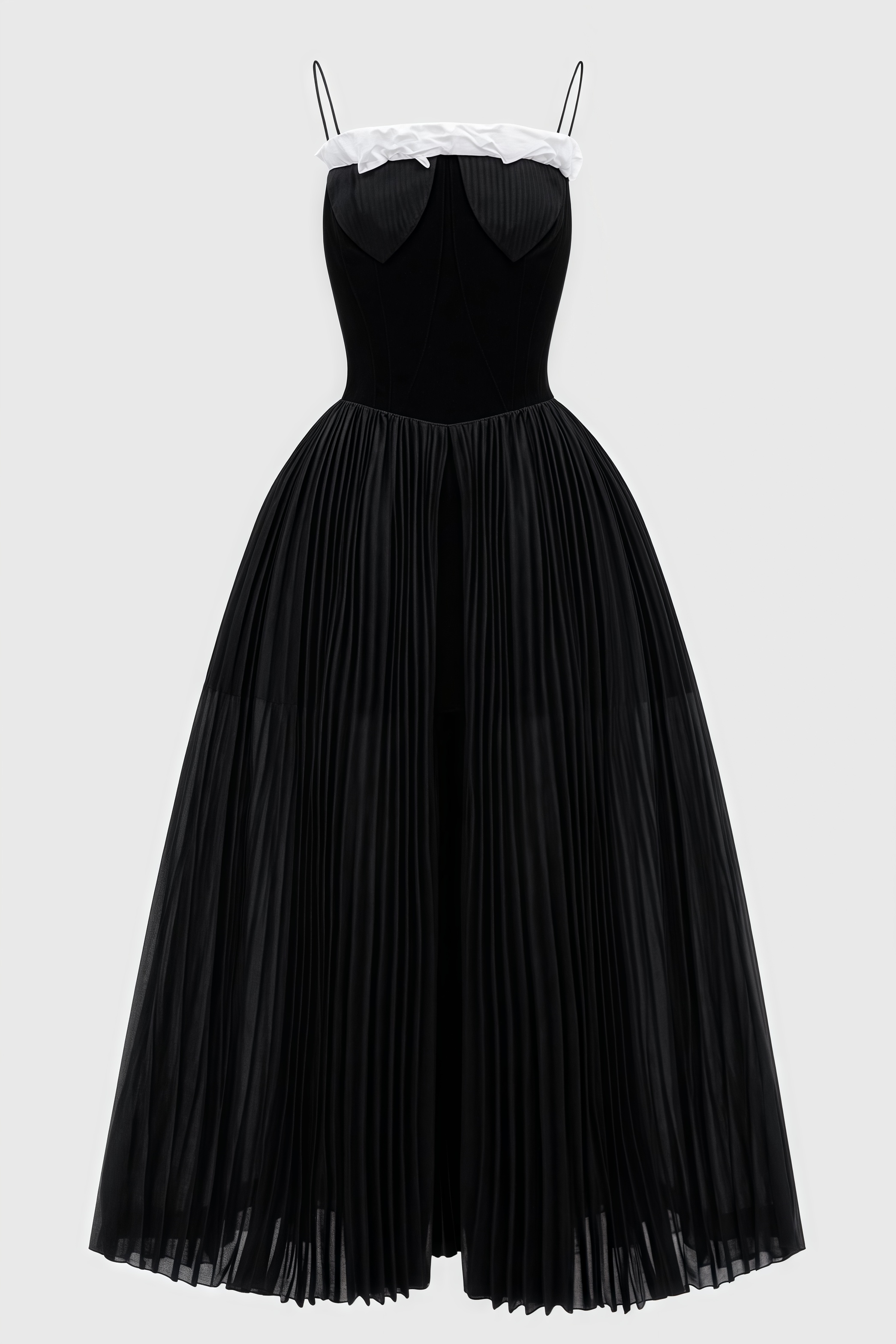 Viera Black Split Halter Midi Dress