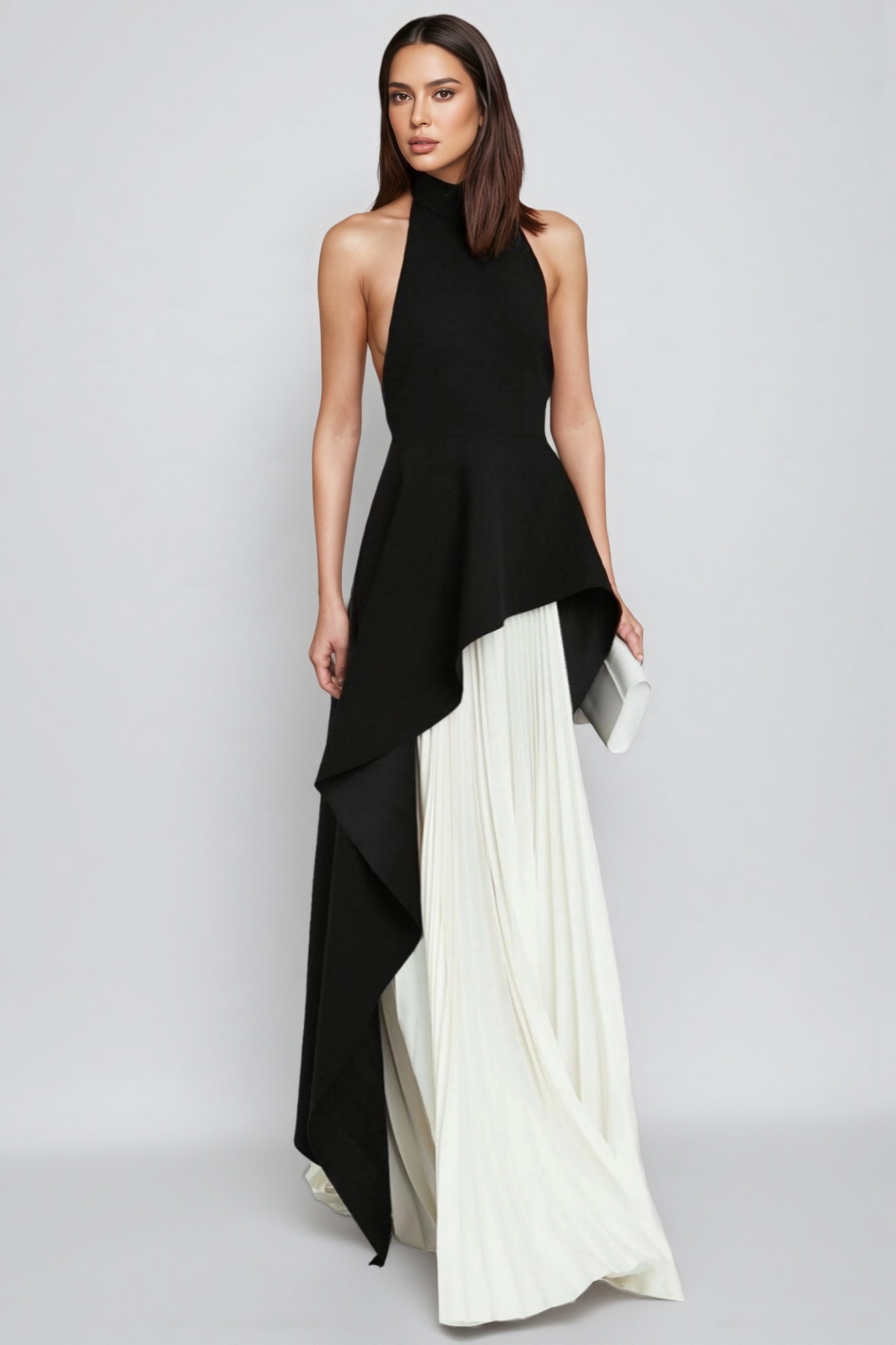 Blythe Crew Collar Sleeveless Backless Asymmetric Suit Dress