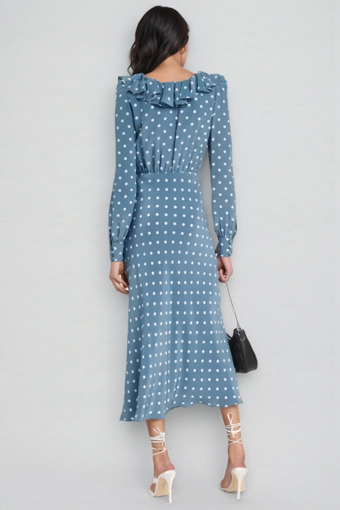 Elmer Blue Polka Dot Chiffon Maxi Dress