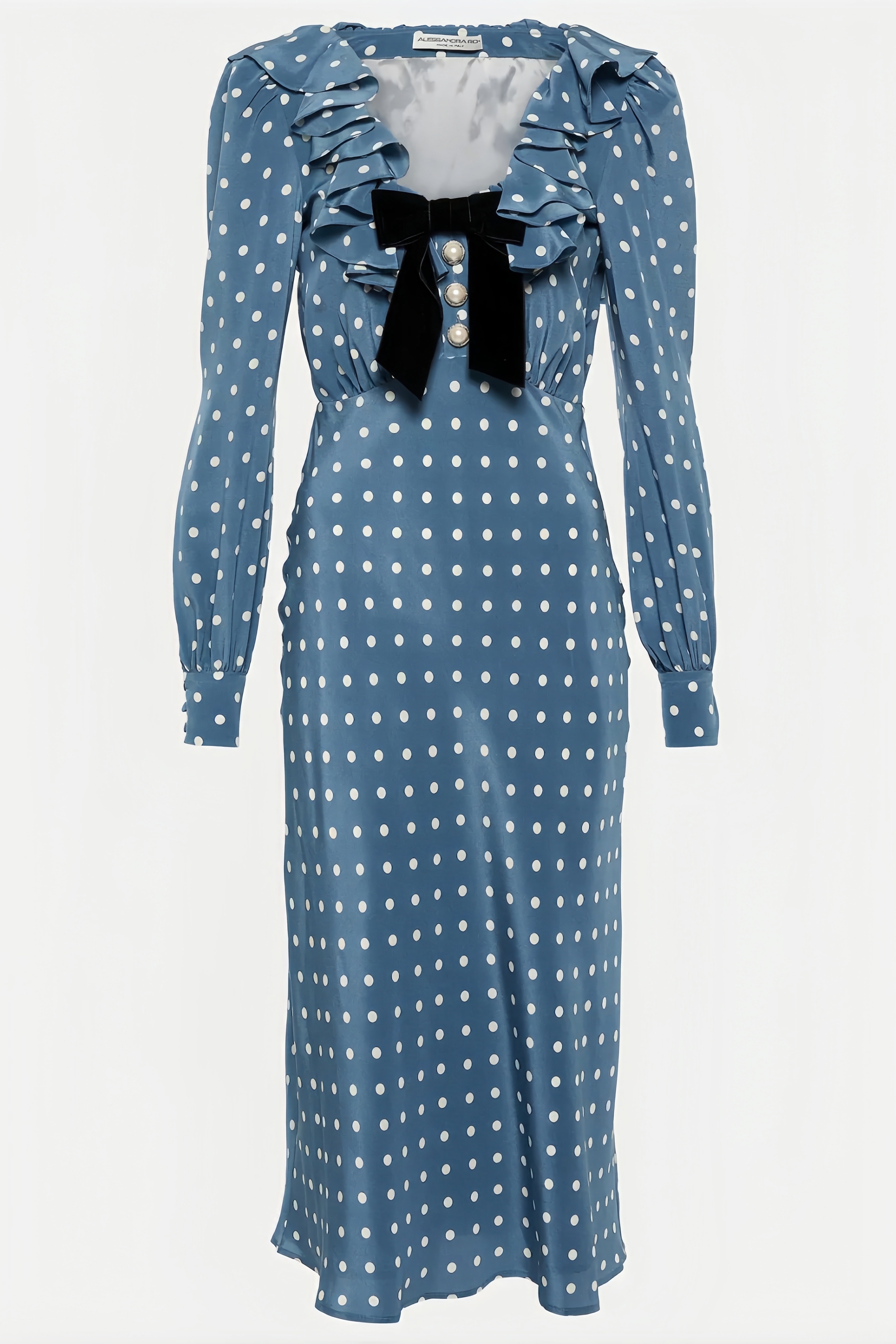 Elmer Blue Polka Dot Chiffon Maxi Dress