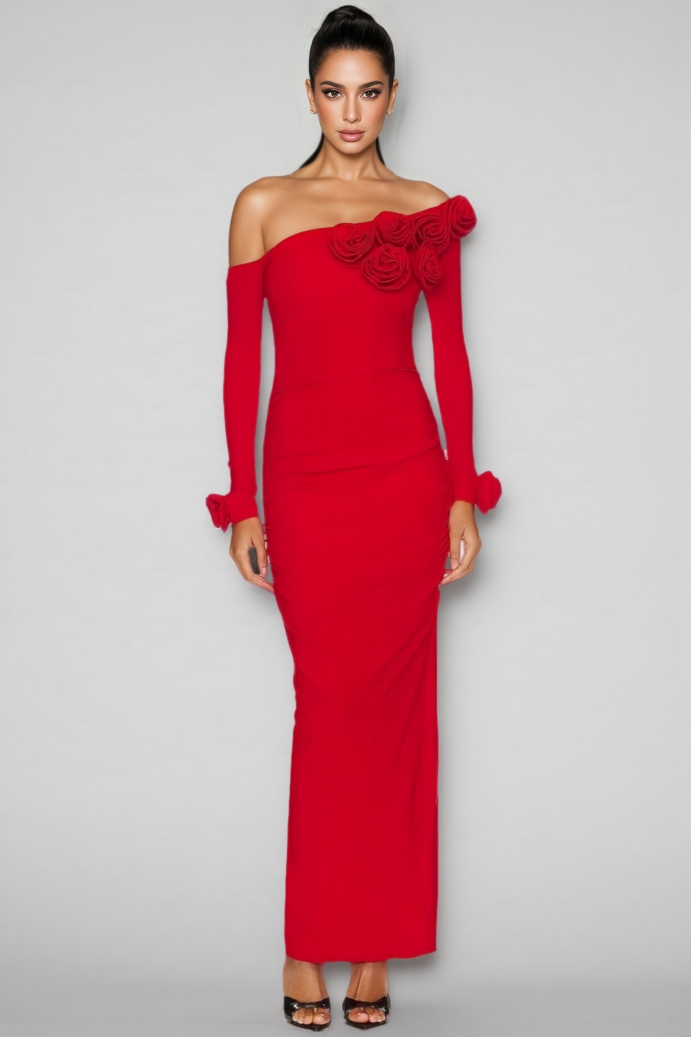 Isla 3D Floral Pleated Maxi Dress