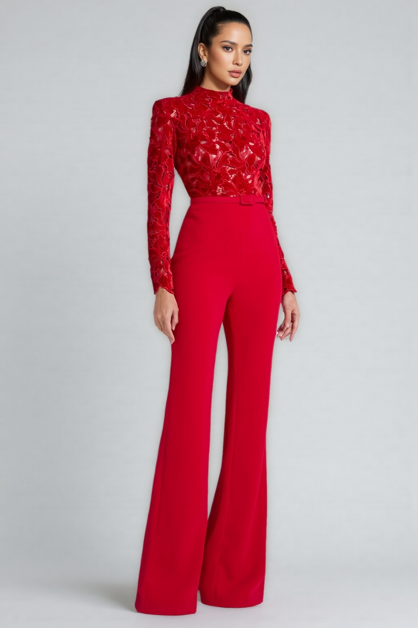 Riya Red Lace Jumpsuit