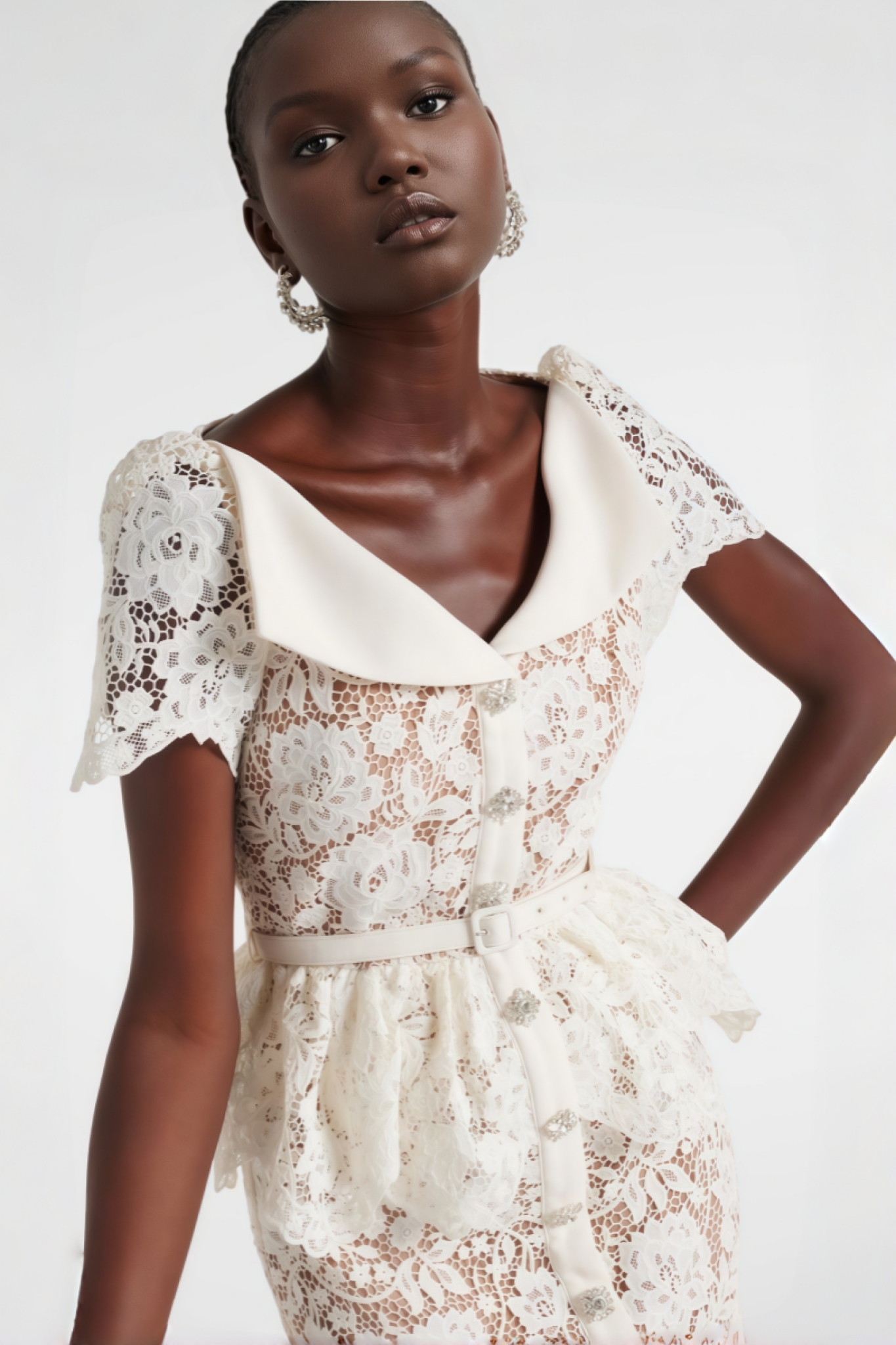 Quin Lace Rhinestone Bottom Midi Dress