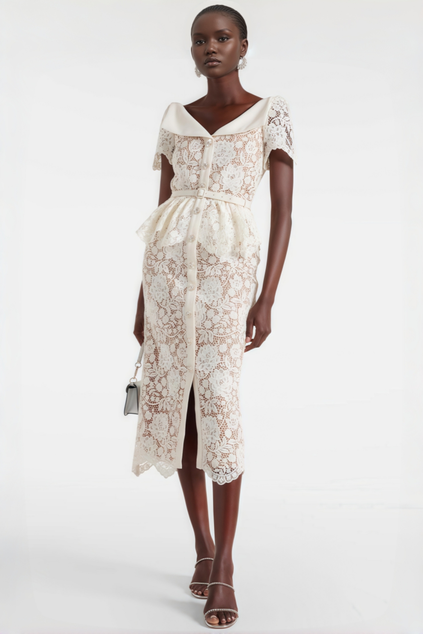 Quin Lace Rhinestone Bottom Midi Dress