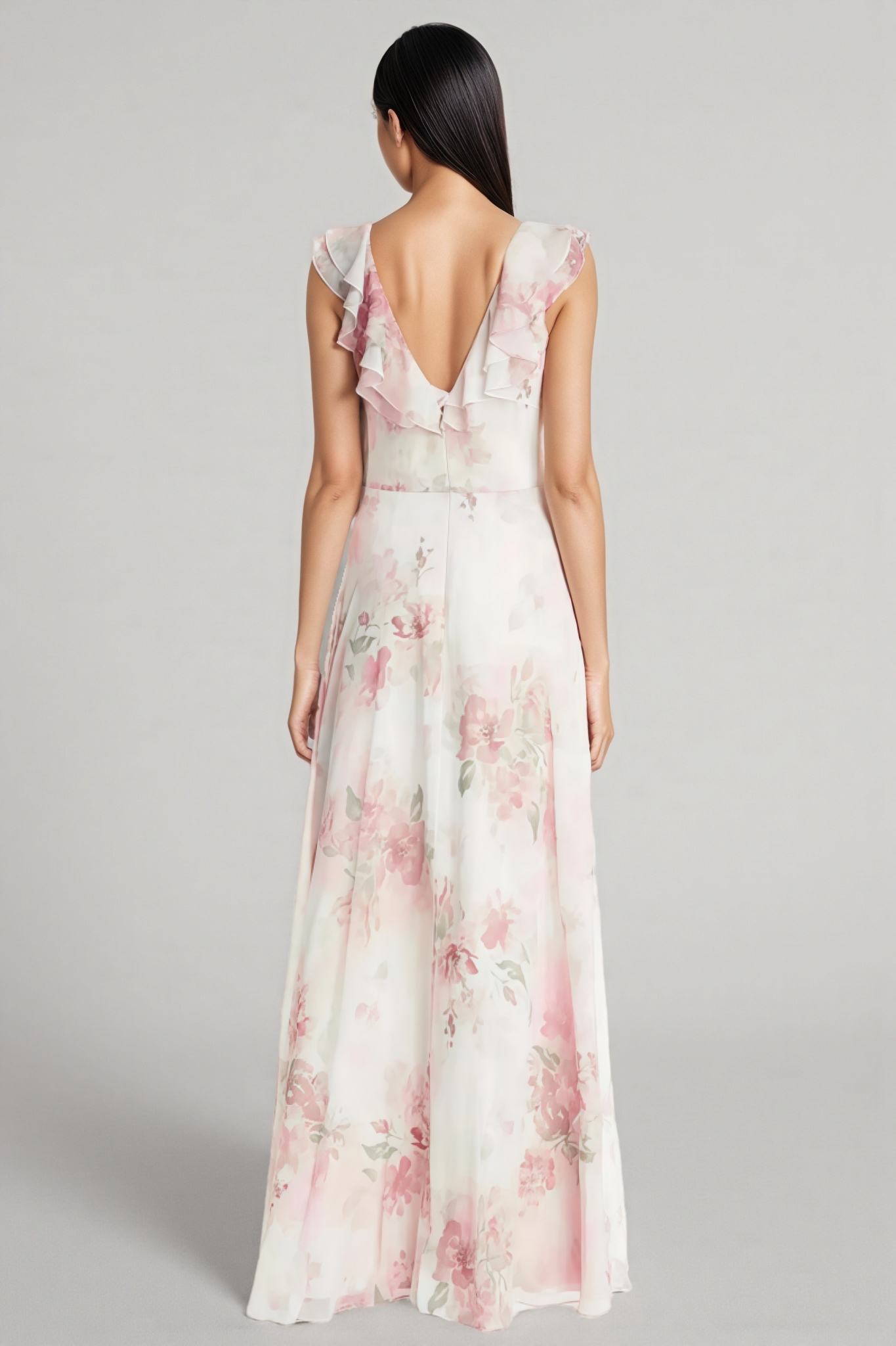 Yuna Floral Frill Sleeveless Maxi Dress