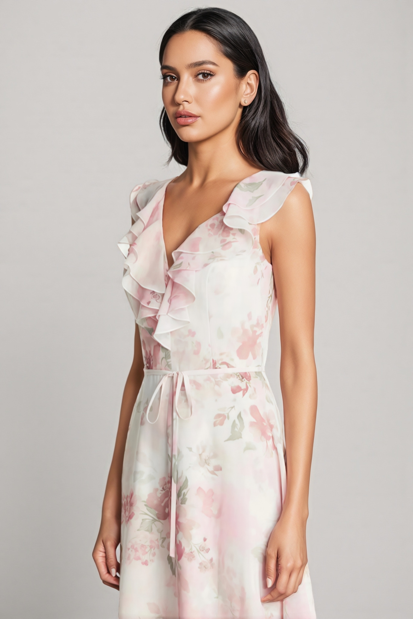 Yuna Floral Frill Sleeveless Maxi Dress