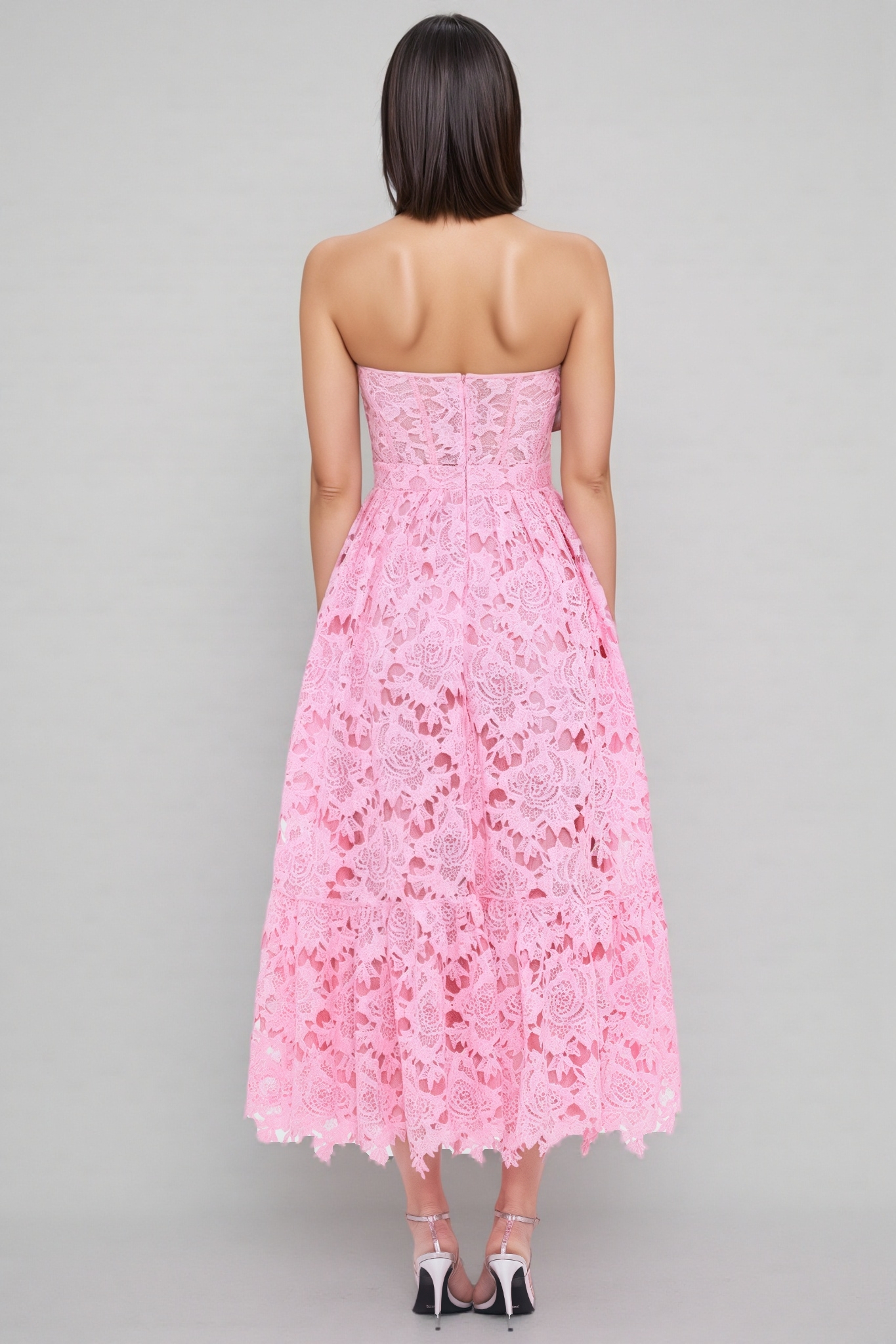 Darcy Solid Lace Sleeveless Midi Dress