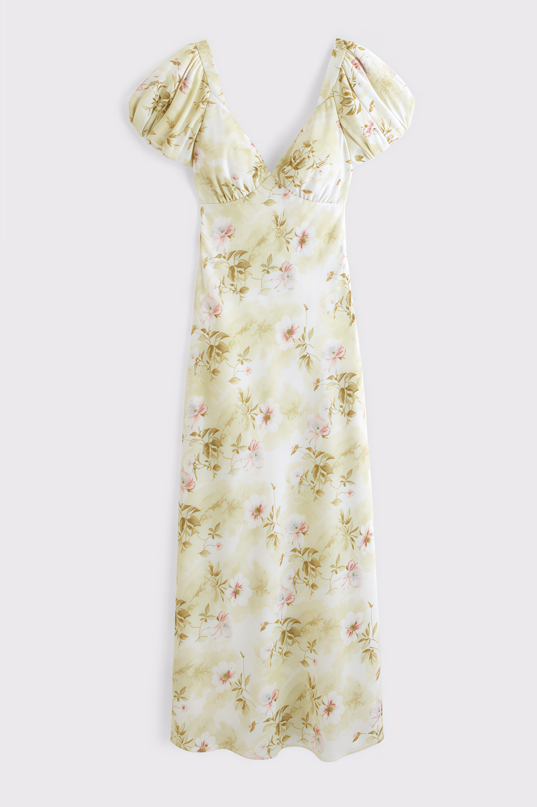 Julike Floral Bubble Sleeve Midi Dress