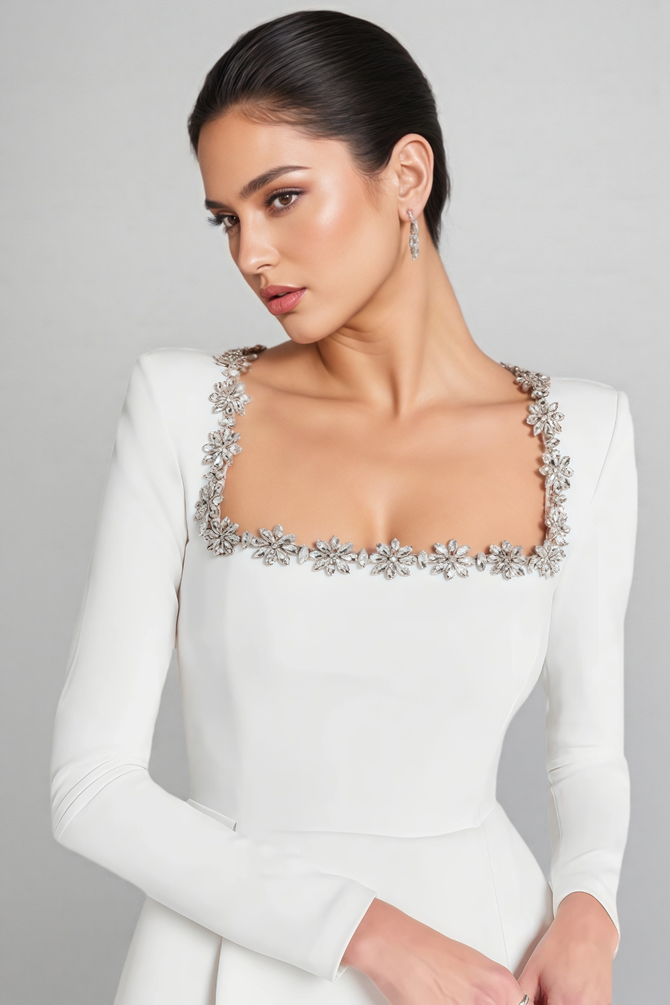 Helene Square Neck Long Sleeve Mini Dress