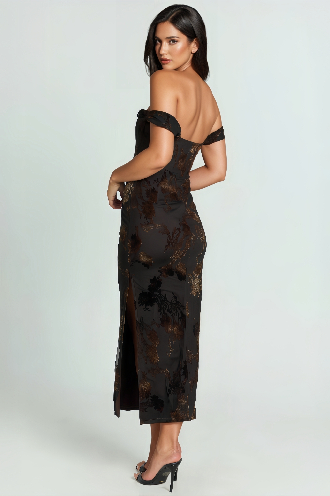 Reid Ruched Corset Burnout Midi Dress