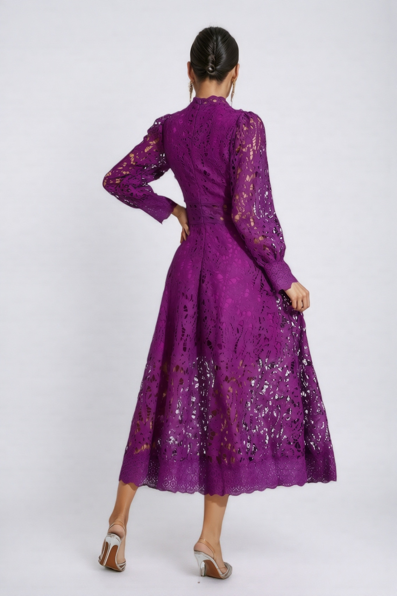 Maris Purple Lace Cutout Maxi Dress
