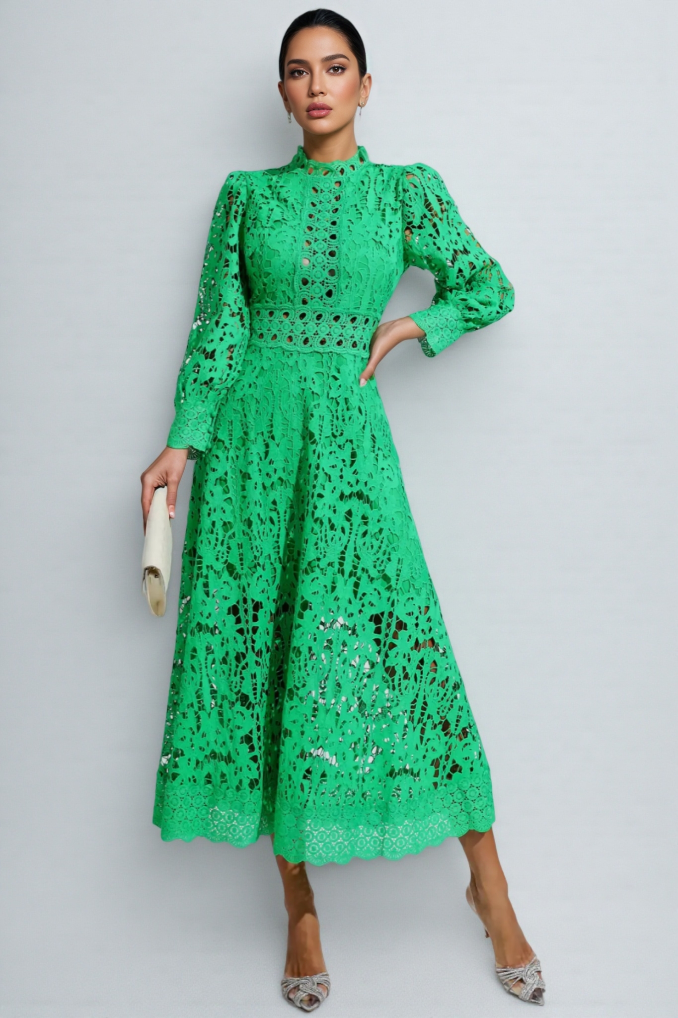 Keryn Green Lace Cutout Maxi Dress