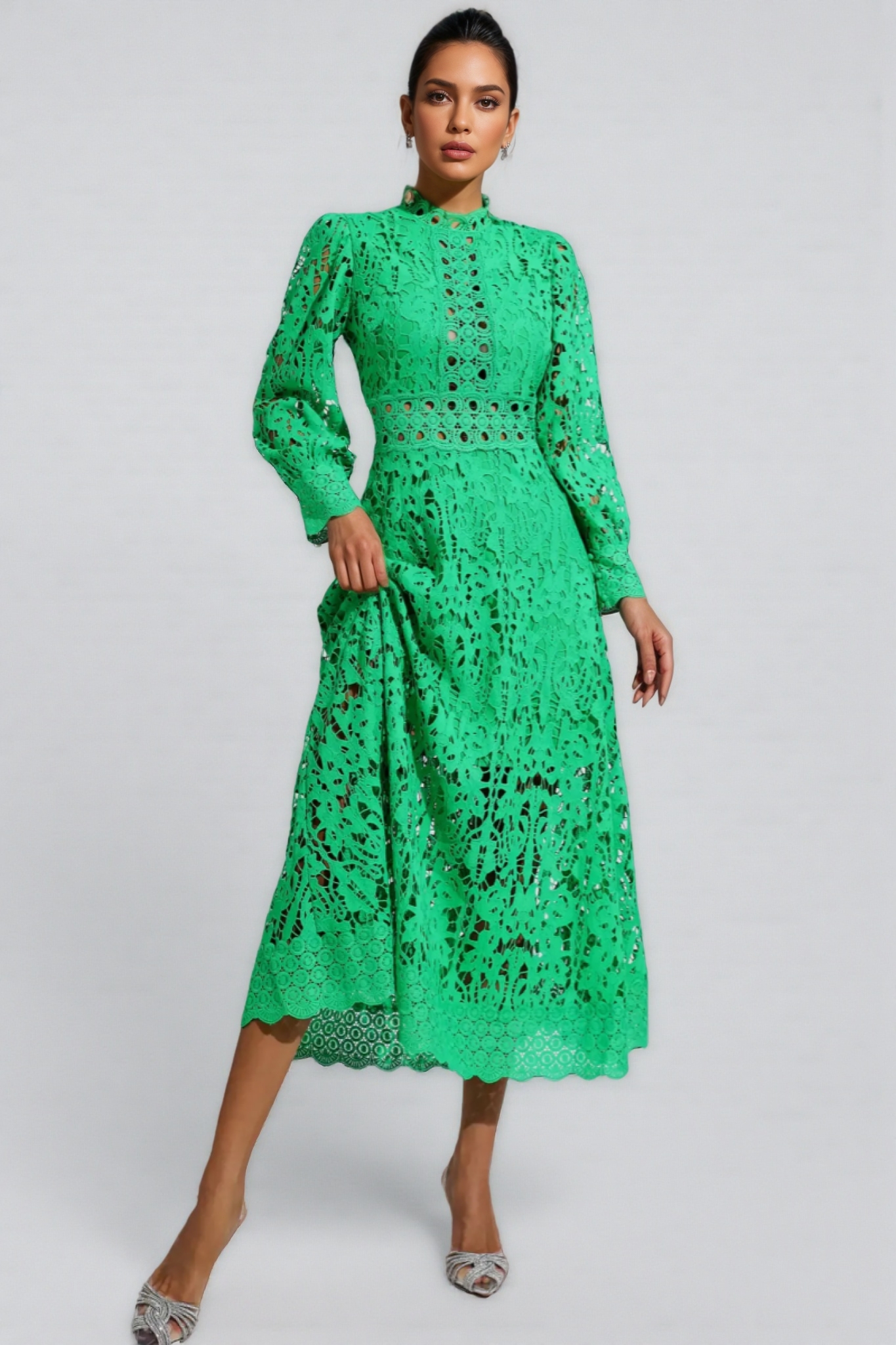 Keryn Green Lace Cutout Maxi Dress