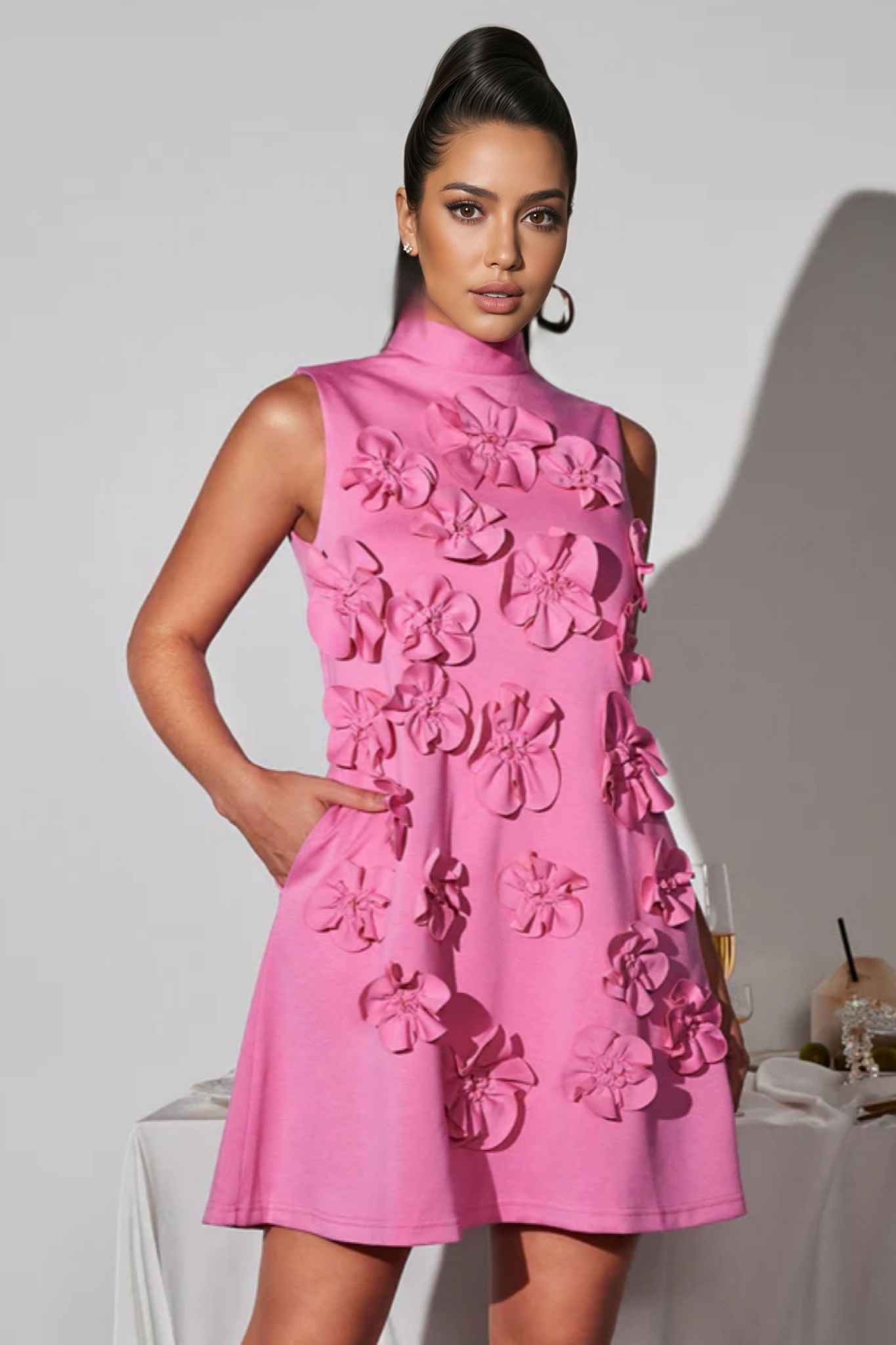 Merrick Sleeveless Flower Mini Dress