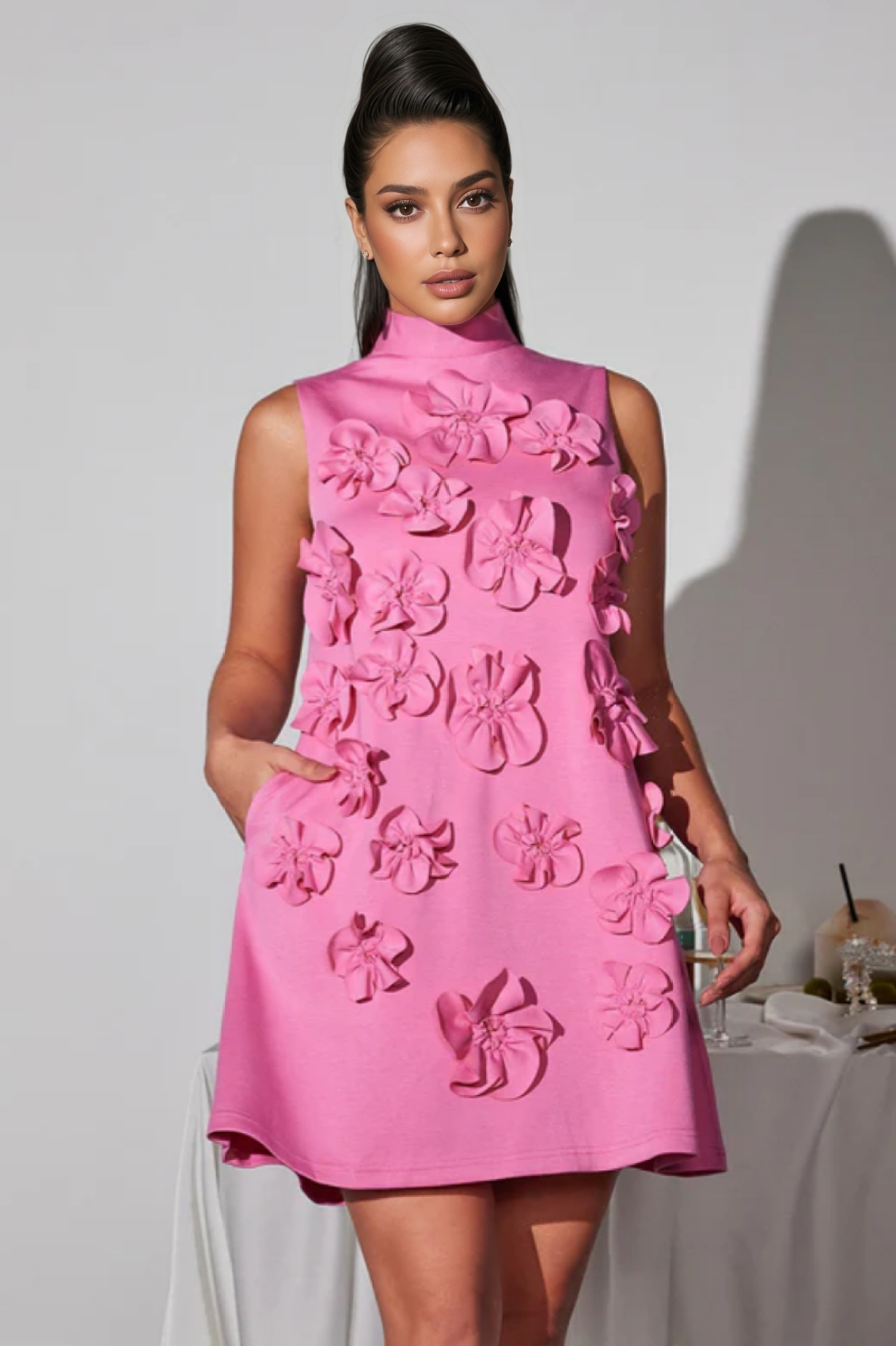 Merrick Sleeveless Flower Mini Dress