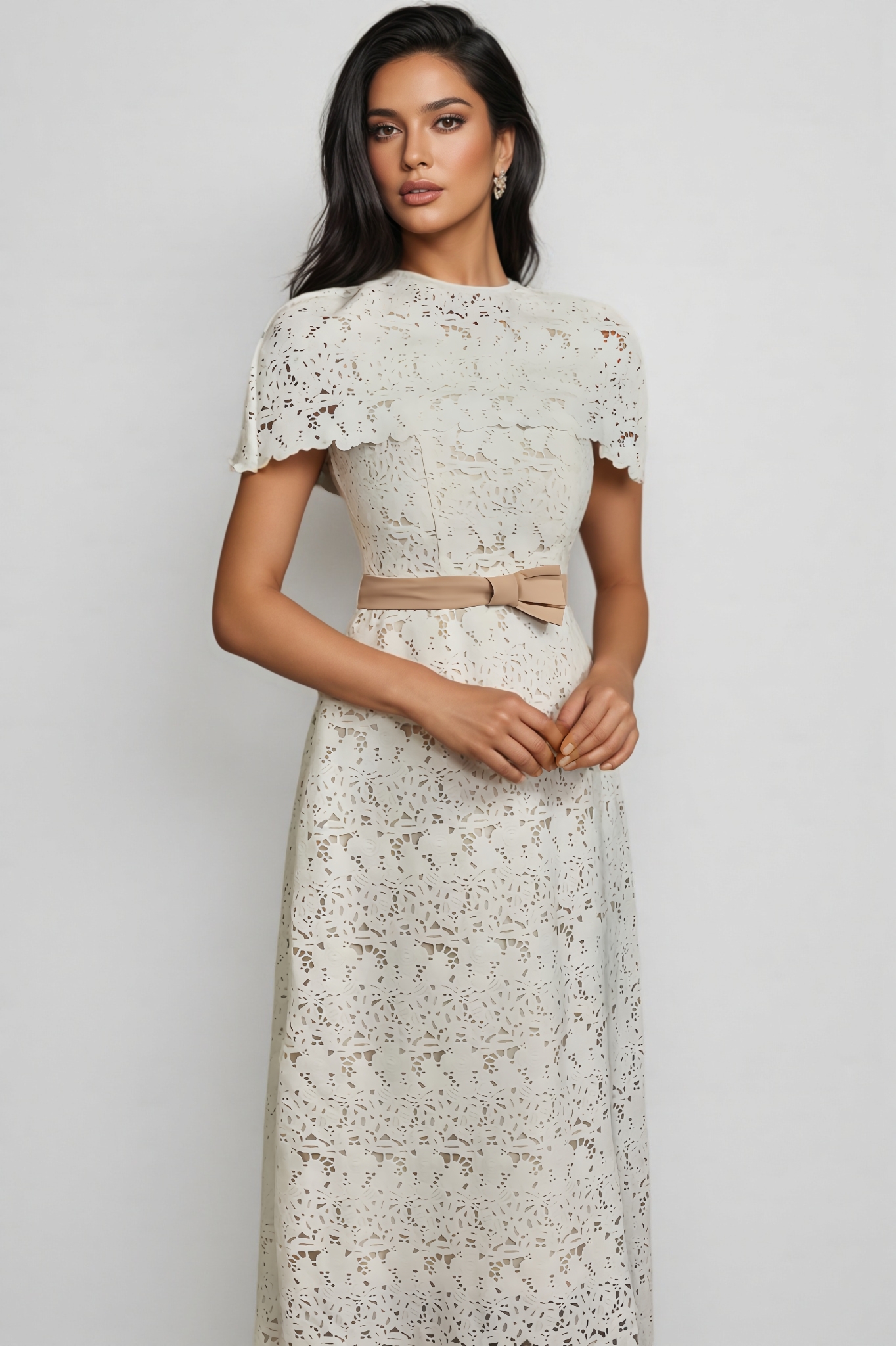 Zia Cape Embroidered Midi Dress