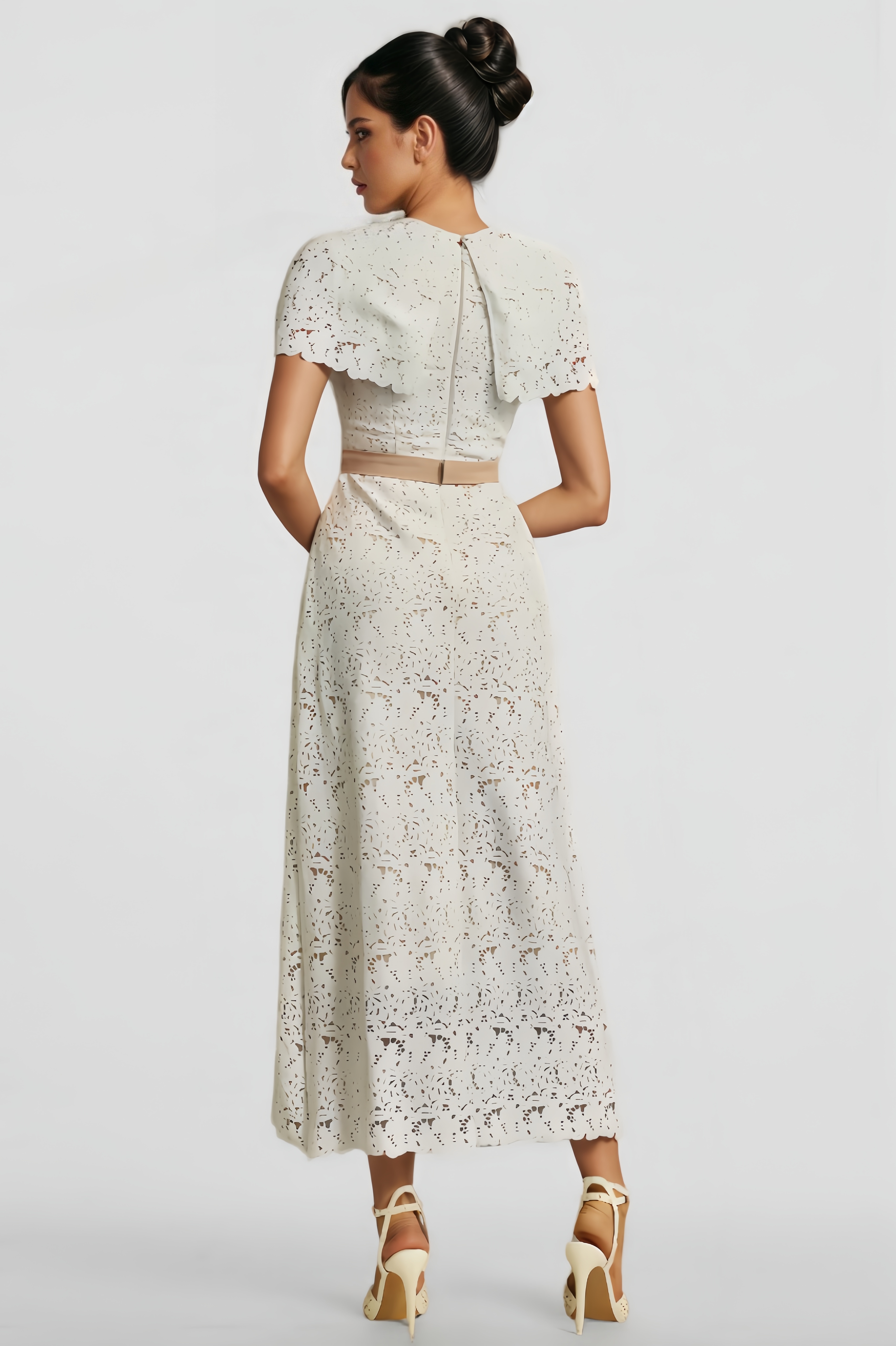 Zia Cape Embroidered Midi Dress