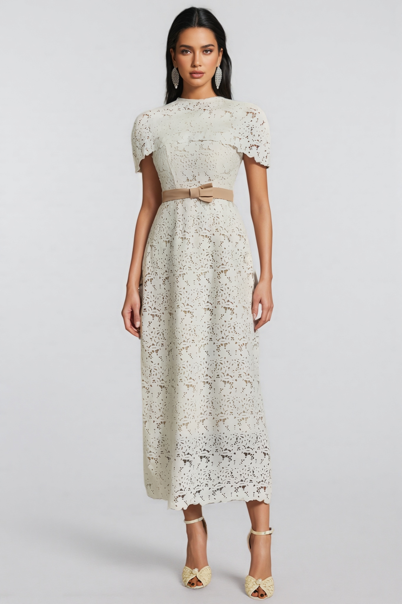 Zia Cape Embroidered Midi Dress