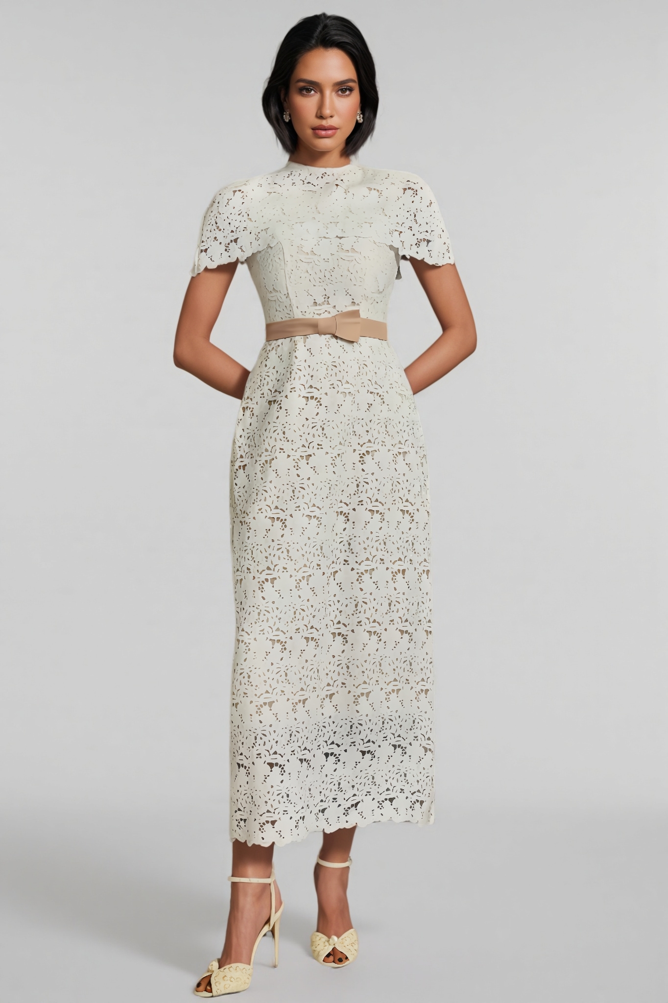 Zia Cape Embroidered Midi Dress